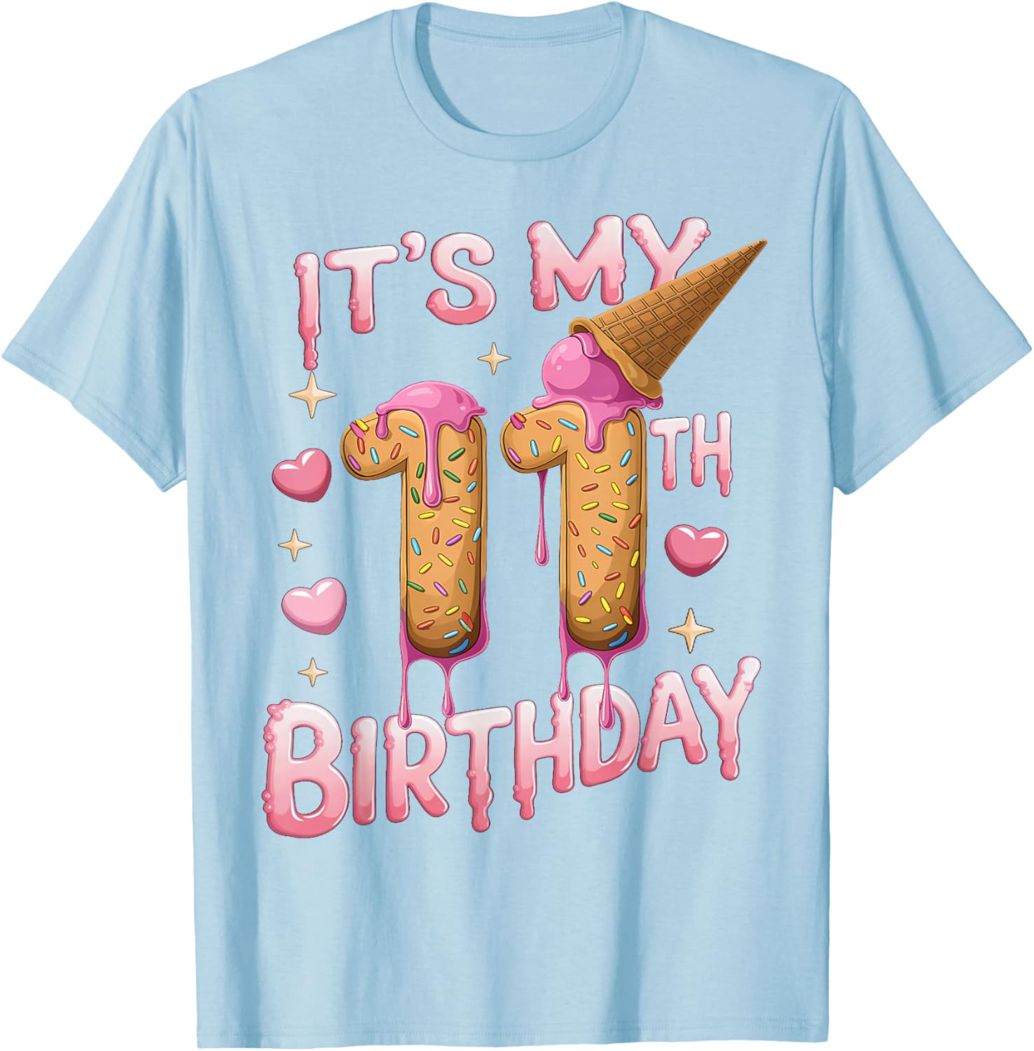 Cute Ice Cream 11th Birthday Shirt for Girls - Perfect Birthday Gift T-Shirt - 11