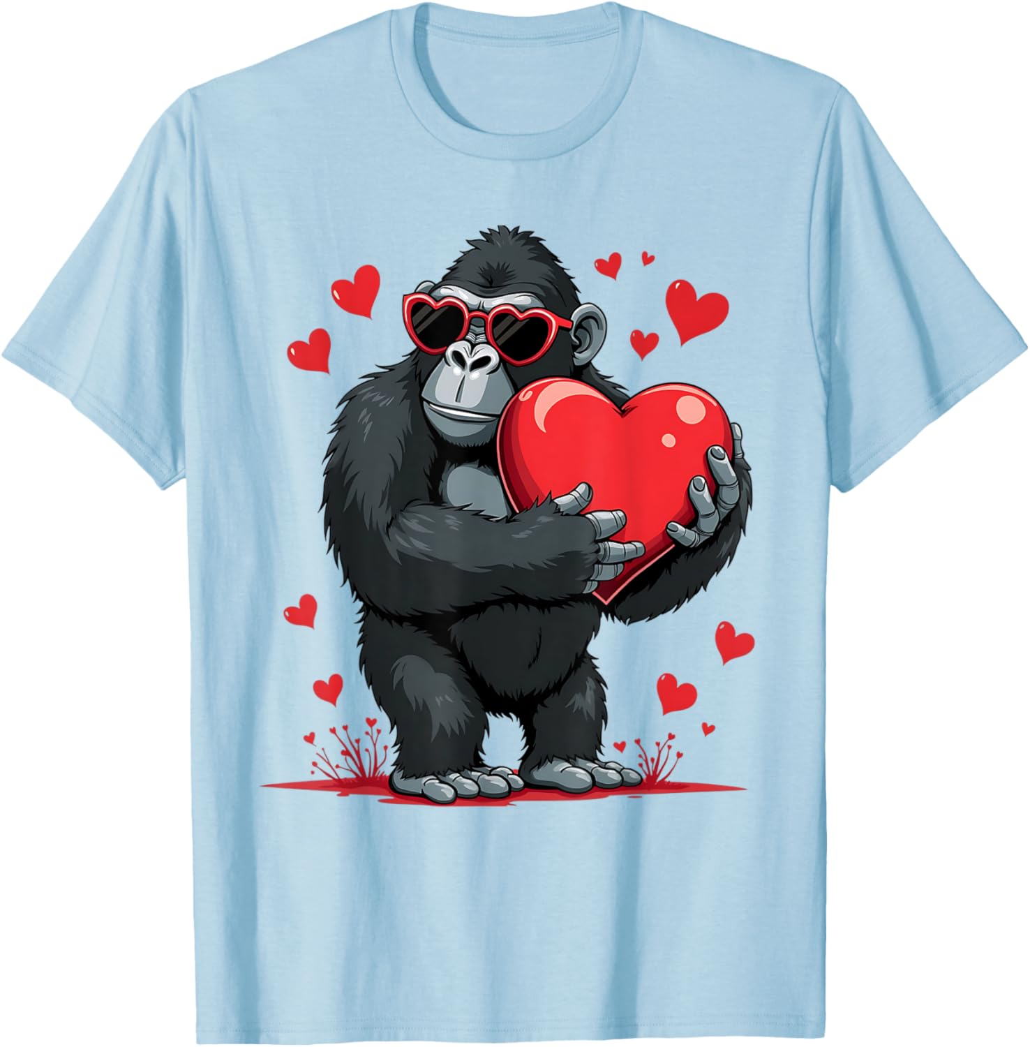 Funny Gorilla Heart Sunglasses T-Shirt for Boys Perfect for Valentine's Day - 13
