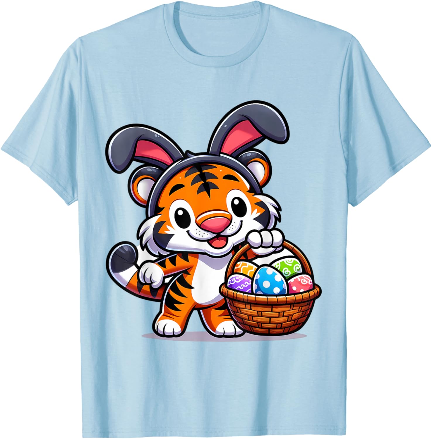 Cute Bunny Ear Tiger Easter Eggs T-Shirt for Kids and Babies - 20