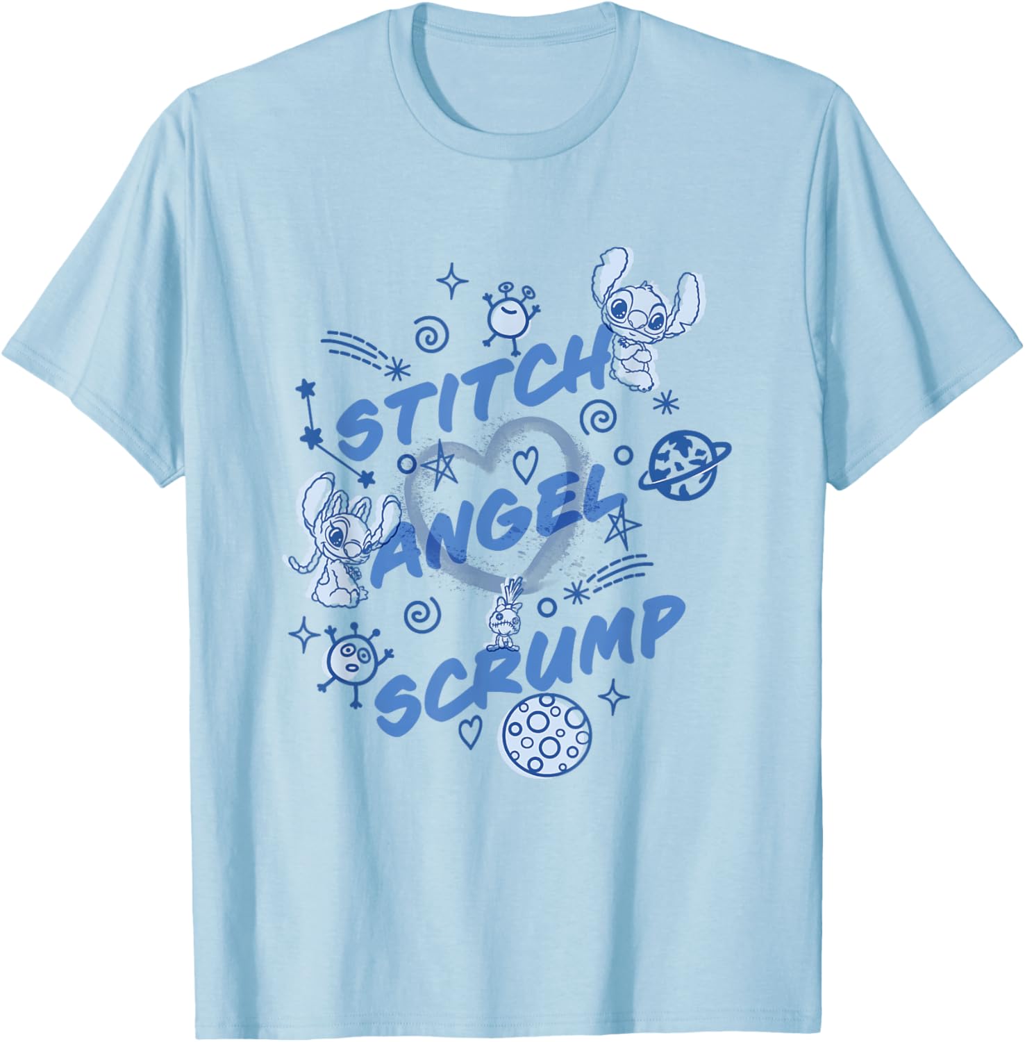 Disney Lilo and Stitch Angel Stitch Scrump Planet Icons T-Shirt - 2