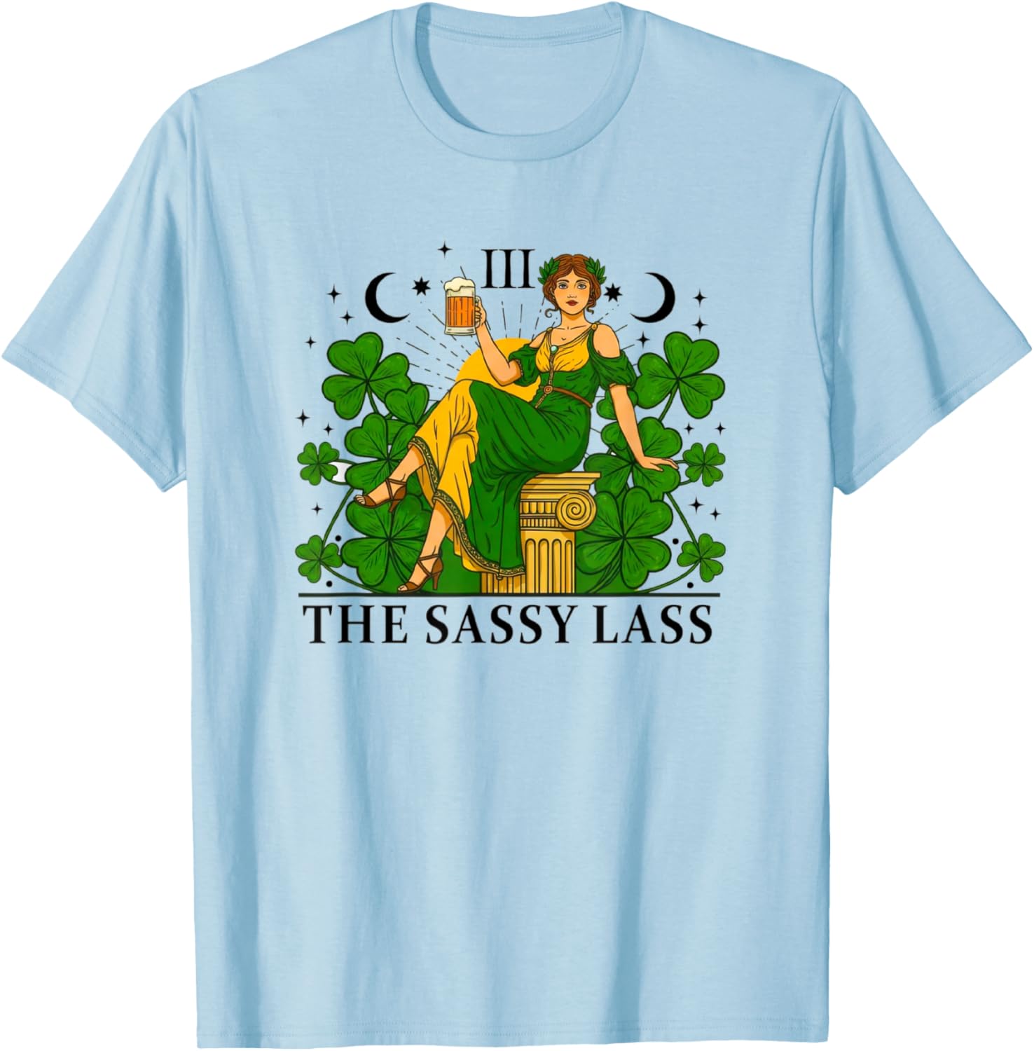 Funny Patrick's Day Sassy Lass Tarot Card T-Shirt for Festive Fun - 6