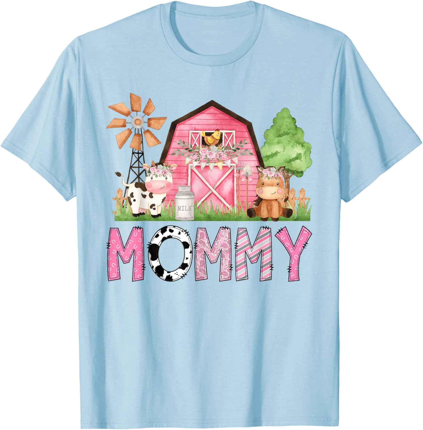 Cute Mommy Pink Farm Animal Birthday Matching Family T-Shirt for Kids - 4