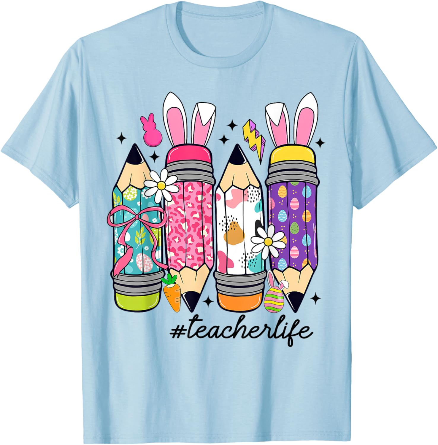 Coquette Bow Easter Bunny Teacher Life T-Shirt for Fun Classroom Style - 1