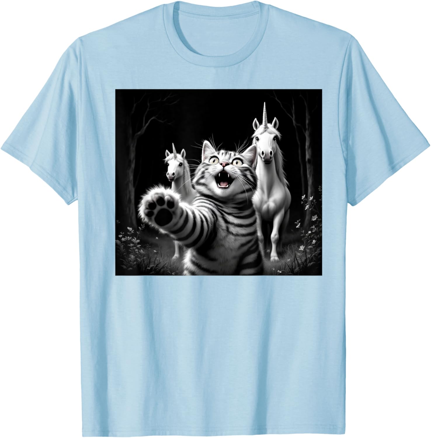 Funny Cat and Unicorn Selfie T-Shirt for Cat Lovers and Kids - 22