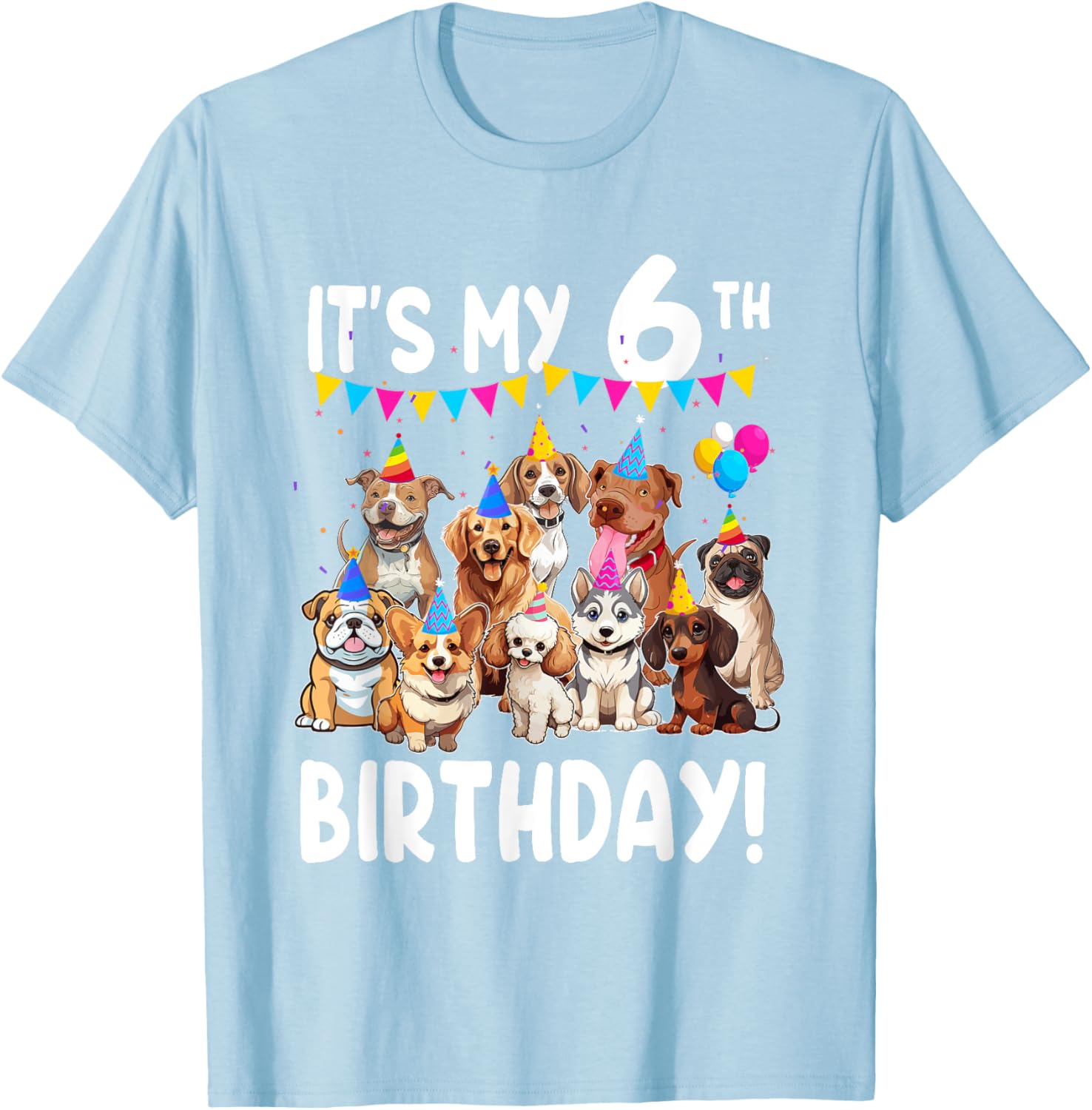 Cute Dogs Lover 6th Birthday T-Shirt for Kids - Fun Birthday Gift! - 6
