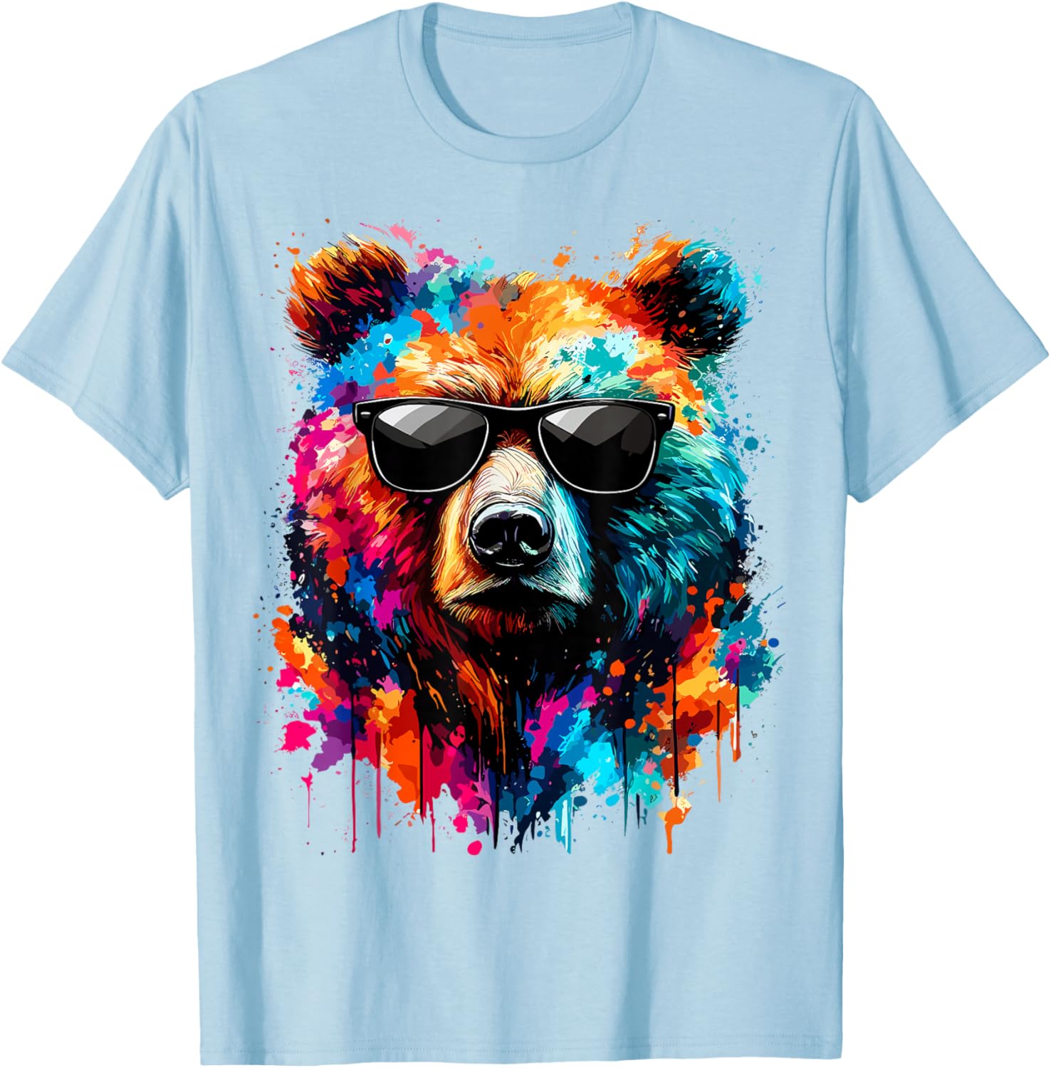 Colorful Bear with Sunglasses T-Shirt for Wildlife Lovers and Adventures - 1