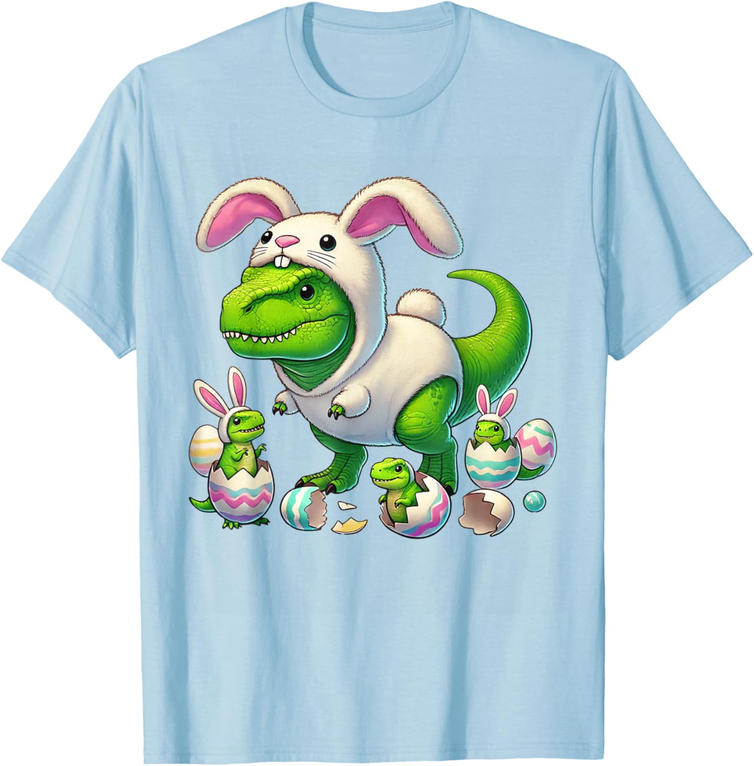 Funny Easter T-Rex Bunny Ears Kids T-Shirt for Boys - Dino Costume Delight - 8