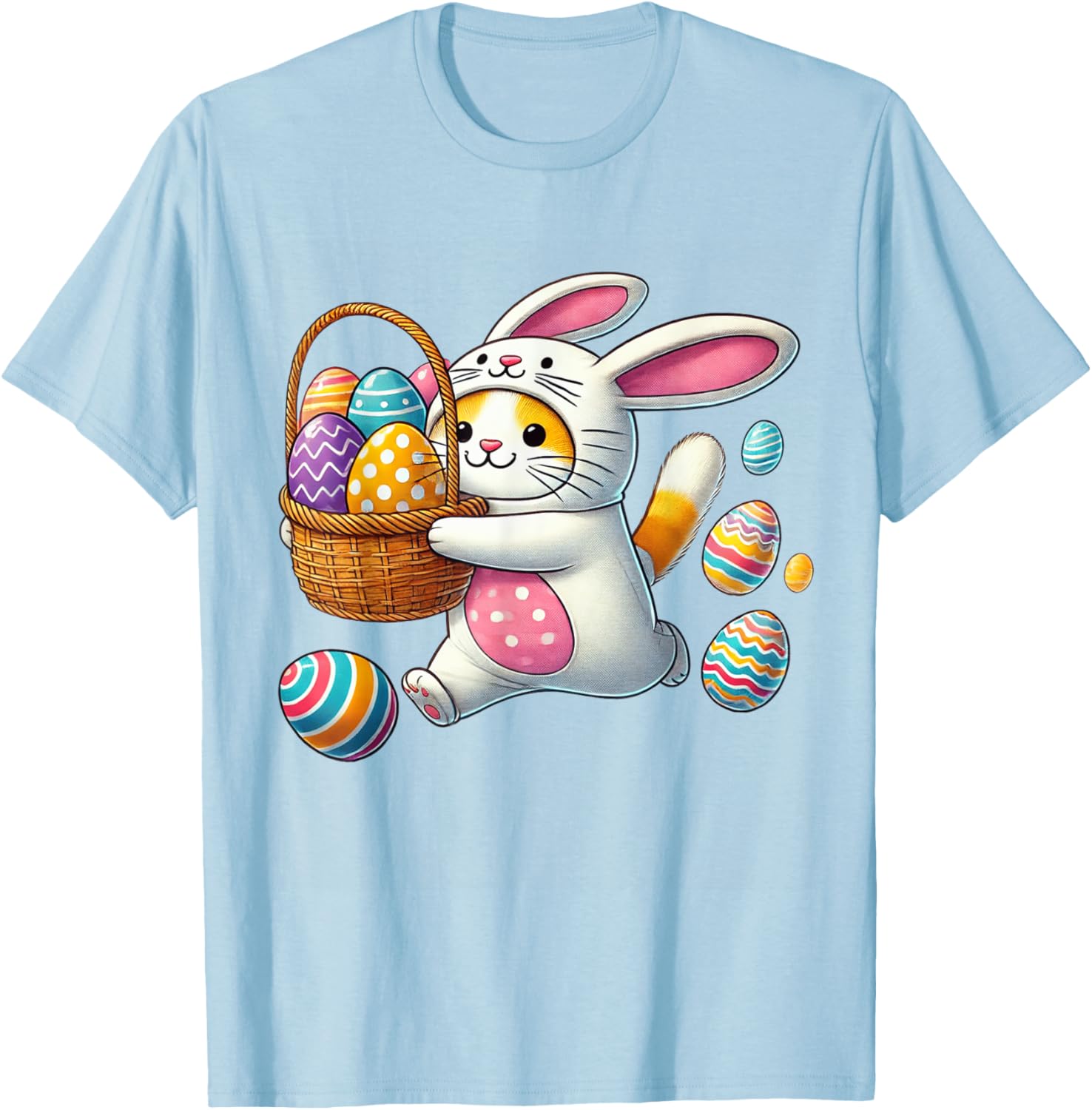 Funny Easter Orange Cat Bunny Ears T-Shirt for Kids Boys and Girls - 4