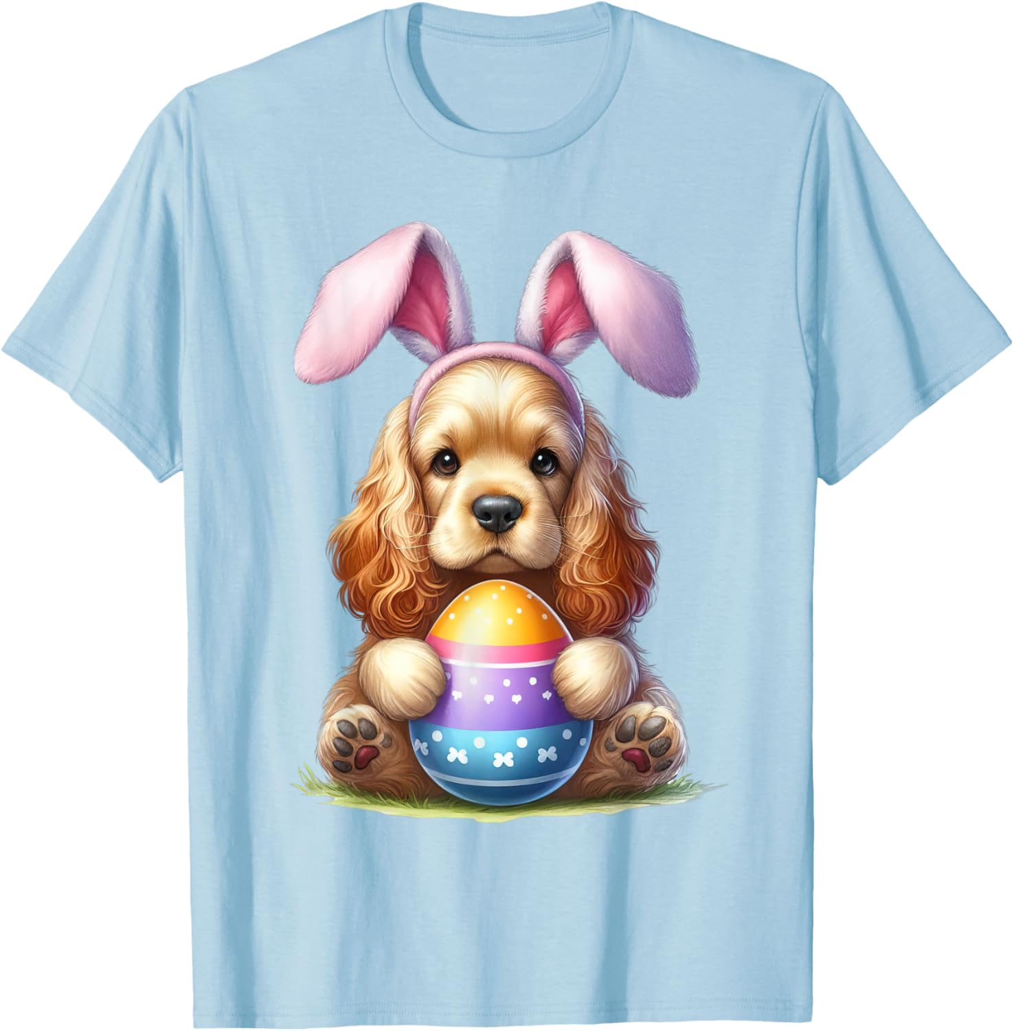 Cute Bunny Cocker Spaniel Easter T-Shirt for Men and Women Celebrating Spring - 21