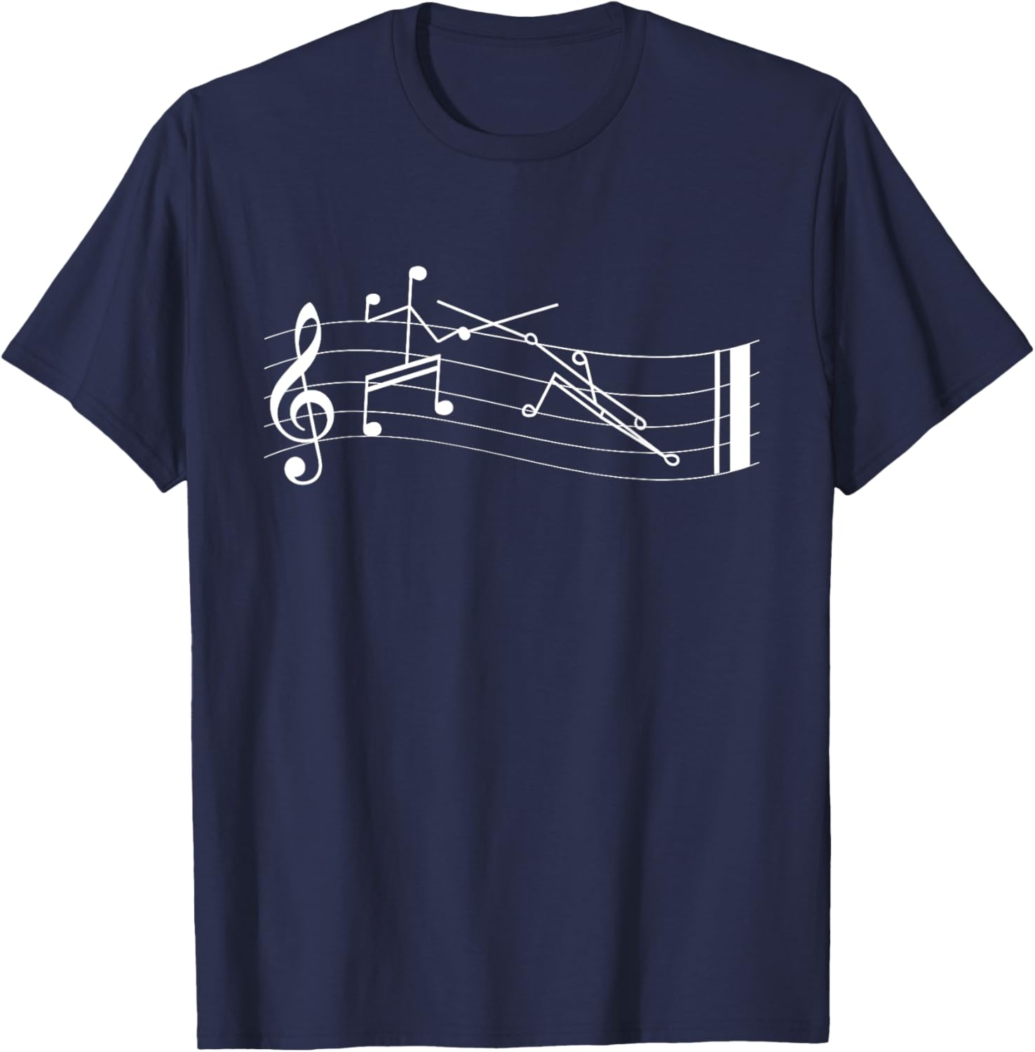 Funny Stick-Figure Music Notes En-garde T-Shirt for Music Lovers - 8
