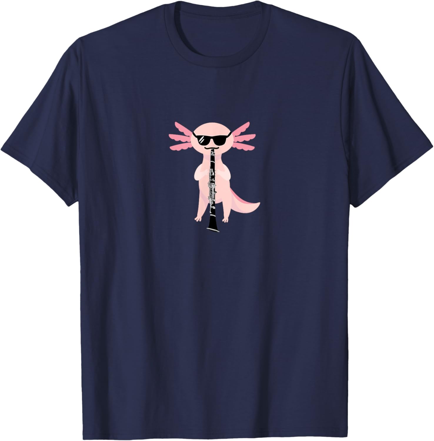 Funny Cute Axolotl T-Shirt with Sunglasses Playing Clarinet for Music Lovers - 5