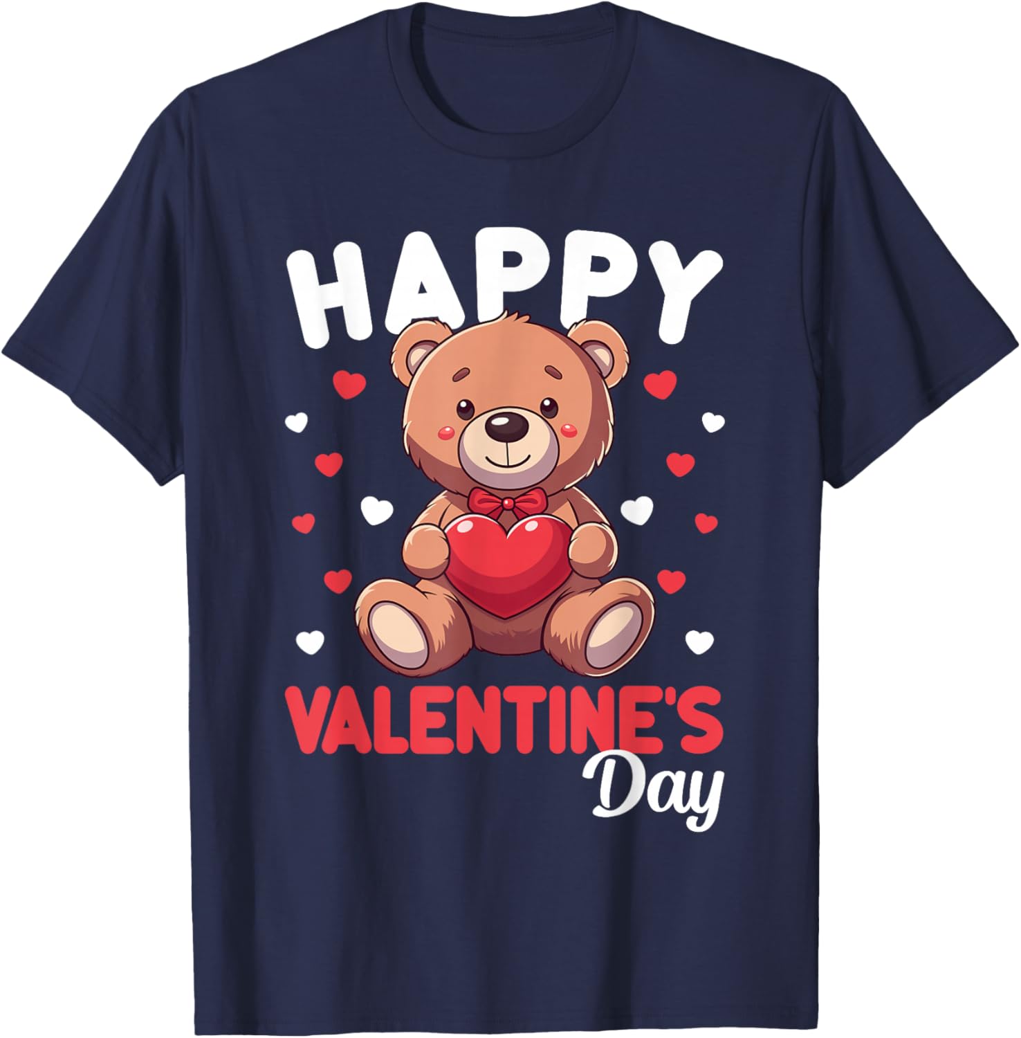 Cute Happy Valentine's Day Bear Heart T-Shirt for Kids and Women - 17