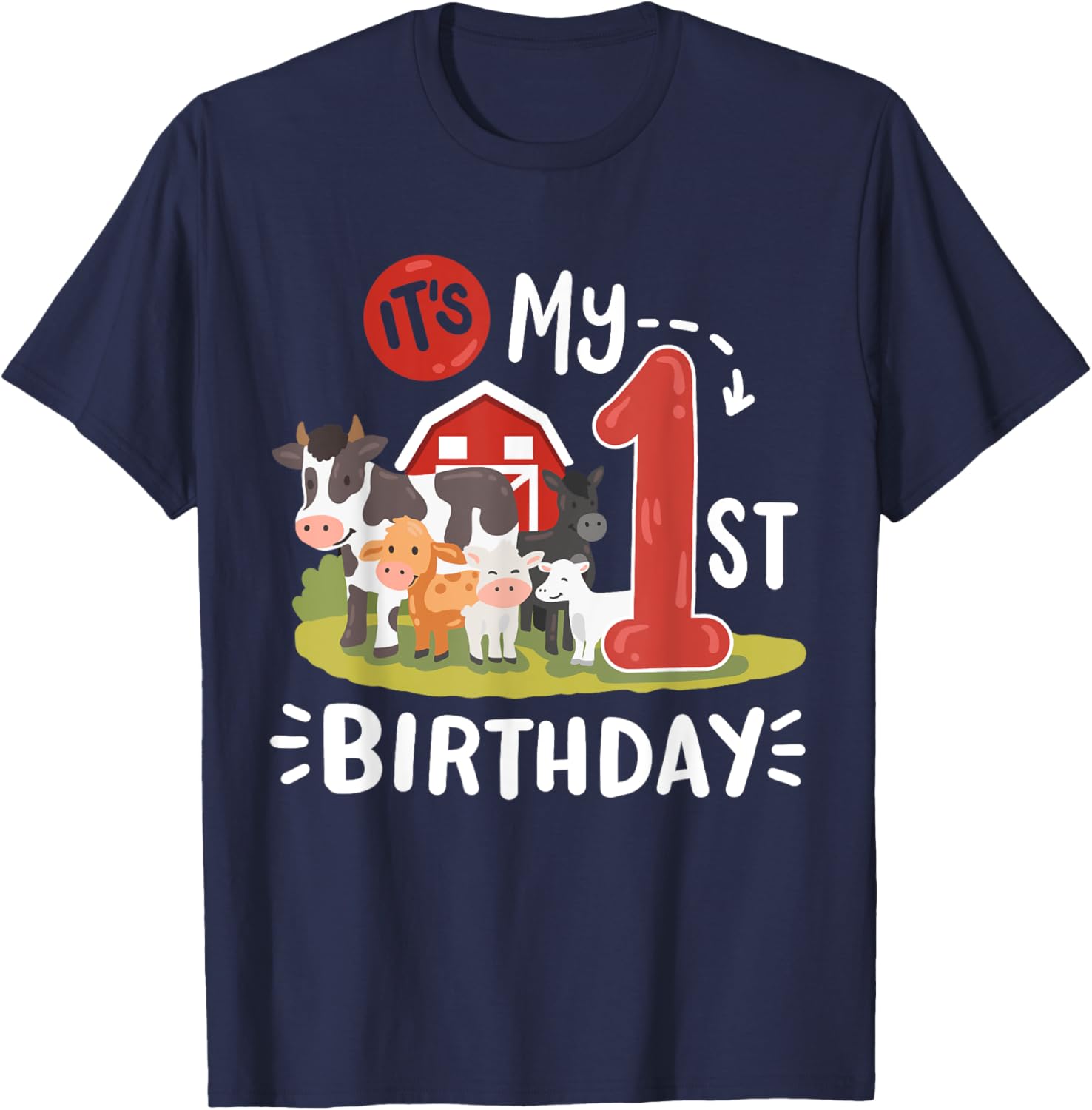 Farm Animals 1st Birthday Party T-Shirt for Kids Fun and Cute Design - 3