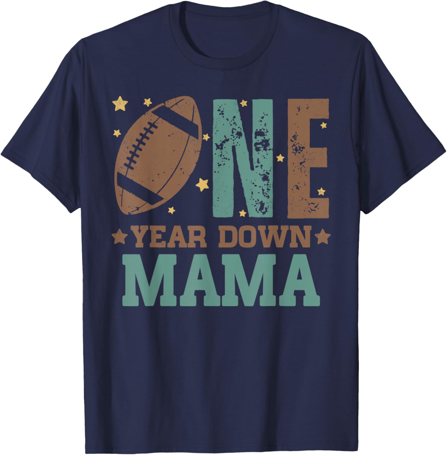 Cute Mama of 1 Year Old Football Birthday Party T-Shirt for Moms - 16