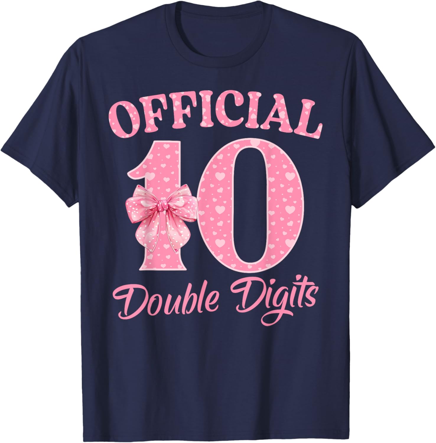 Cute Pink 10th Birthday Coquette Bow T-Shirt for Girls 10 Years Old - 17