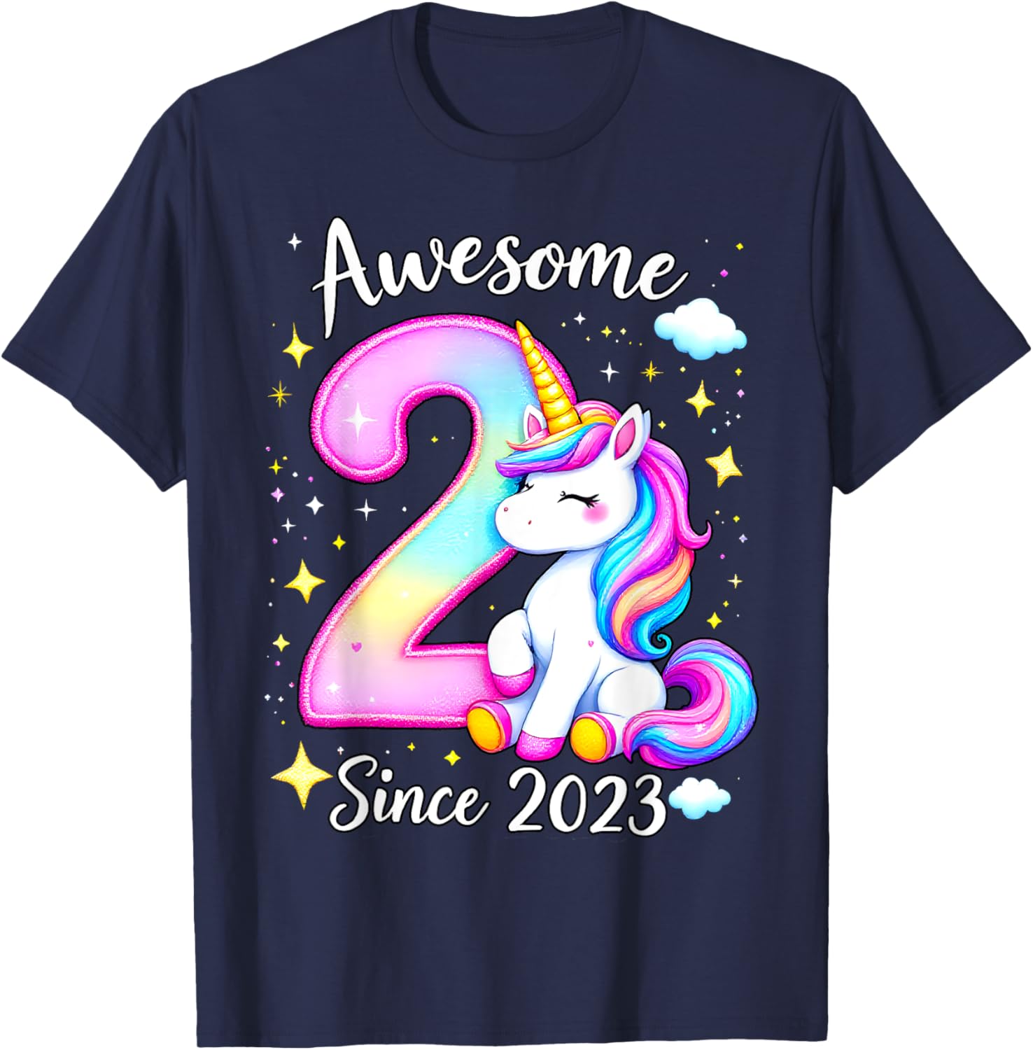 Cute Unicorn 2nd Birthday Girls T-Shirt for Awesome Celebrations - 5