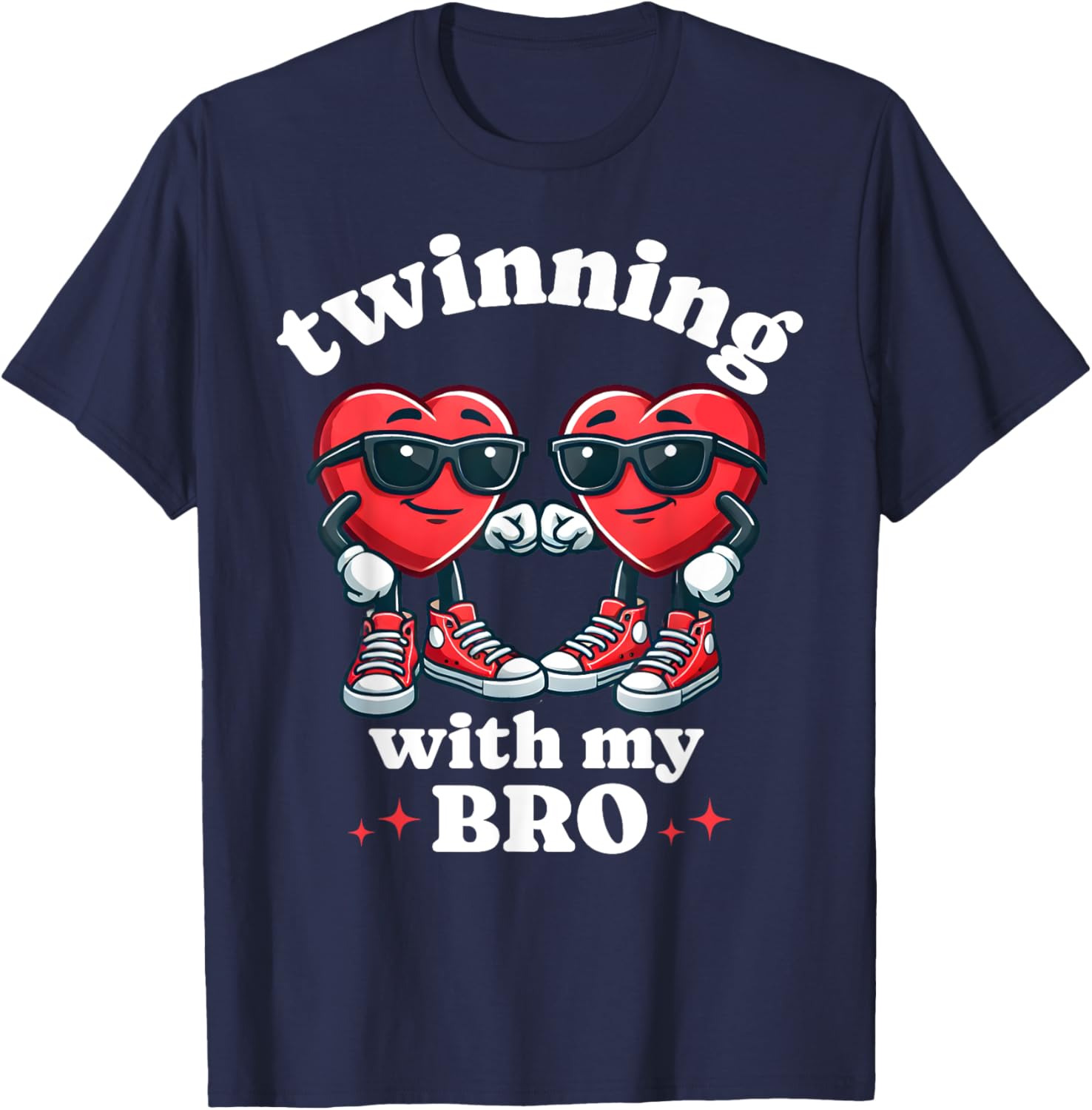 Cute Twinning With My Bro Valentine's Day T-Shirt for Twin Boys - 3