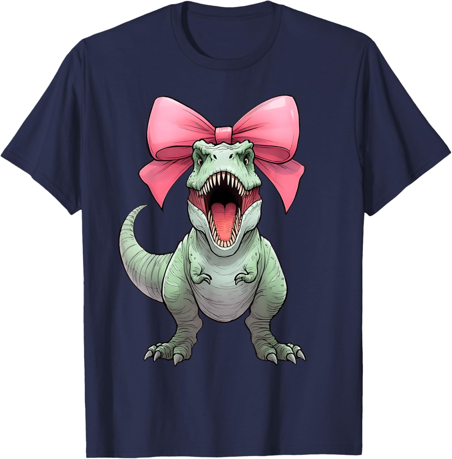 Cute Coquette Bow T-Rex Mom T-Shirt for Dinosaur Lovers - Fun & Stylish - 15