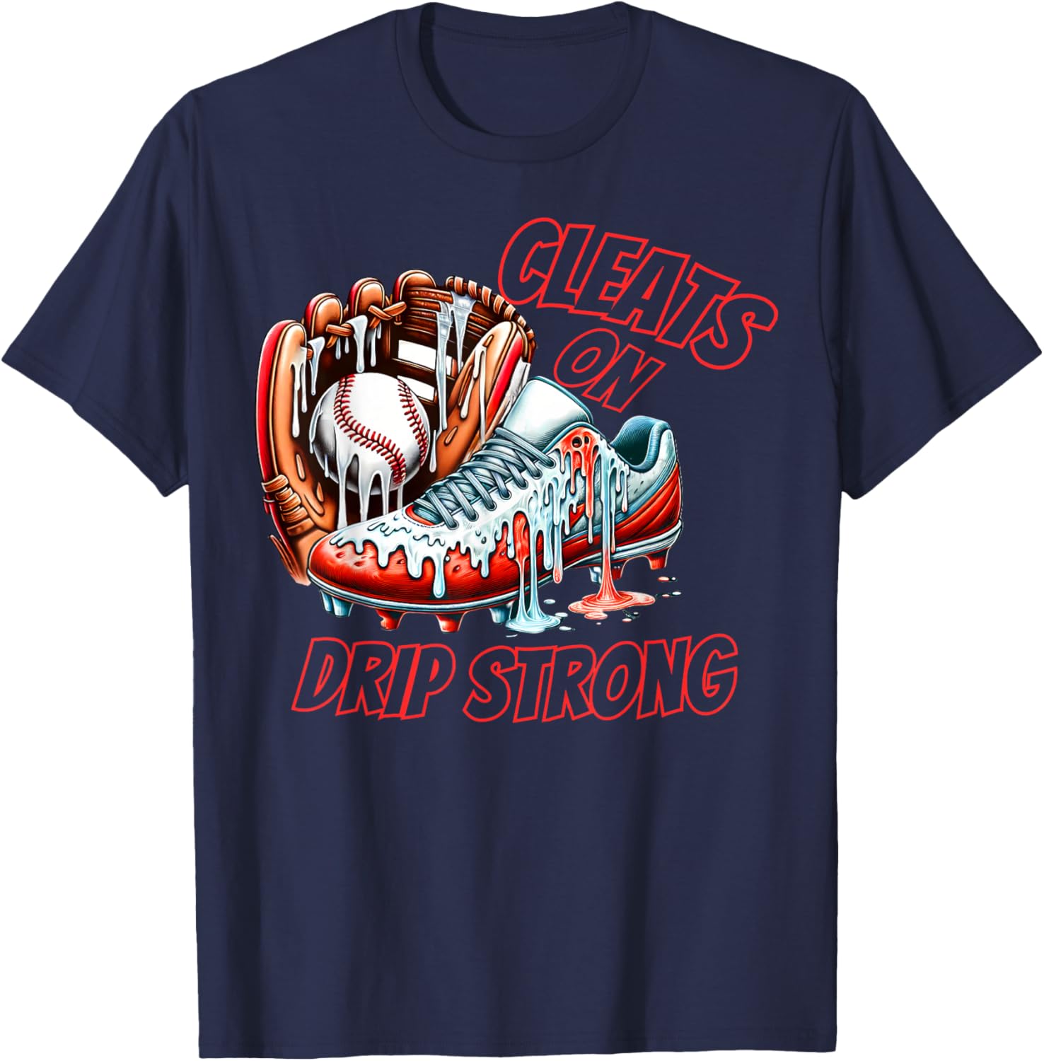 Cool Cleats On Drip Baseball Ice Cream T-Shirt for Kids and Adults - 25