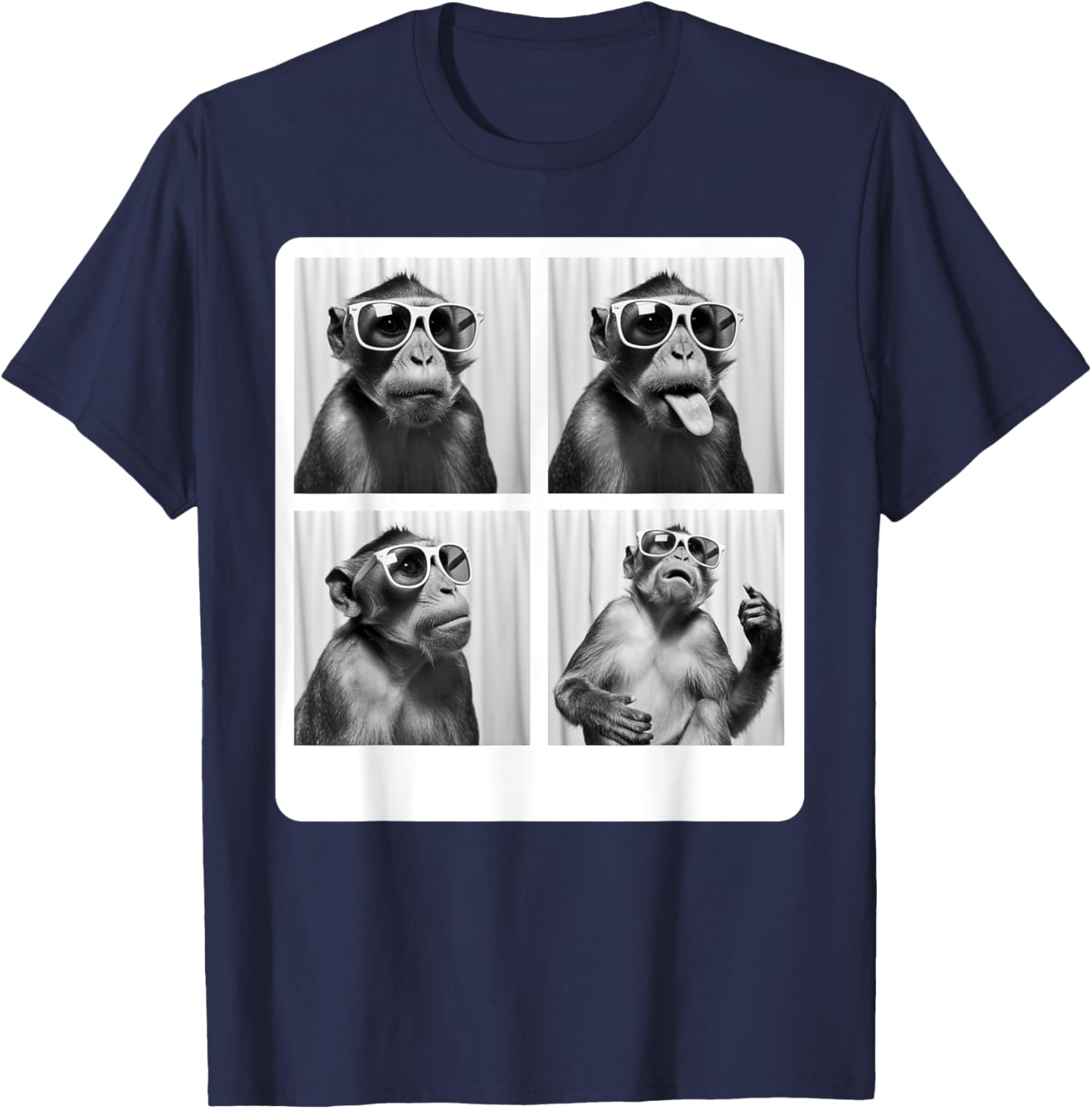 Funny Monkey Photo Booth T-Shirt with Sunglasses for Animal Lovers - 14