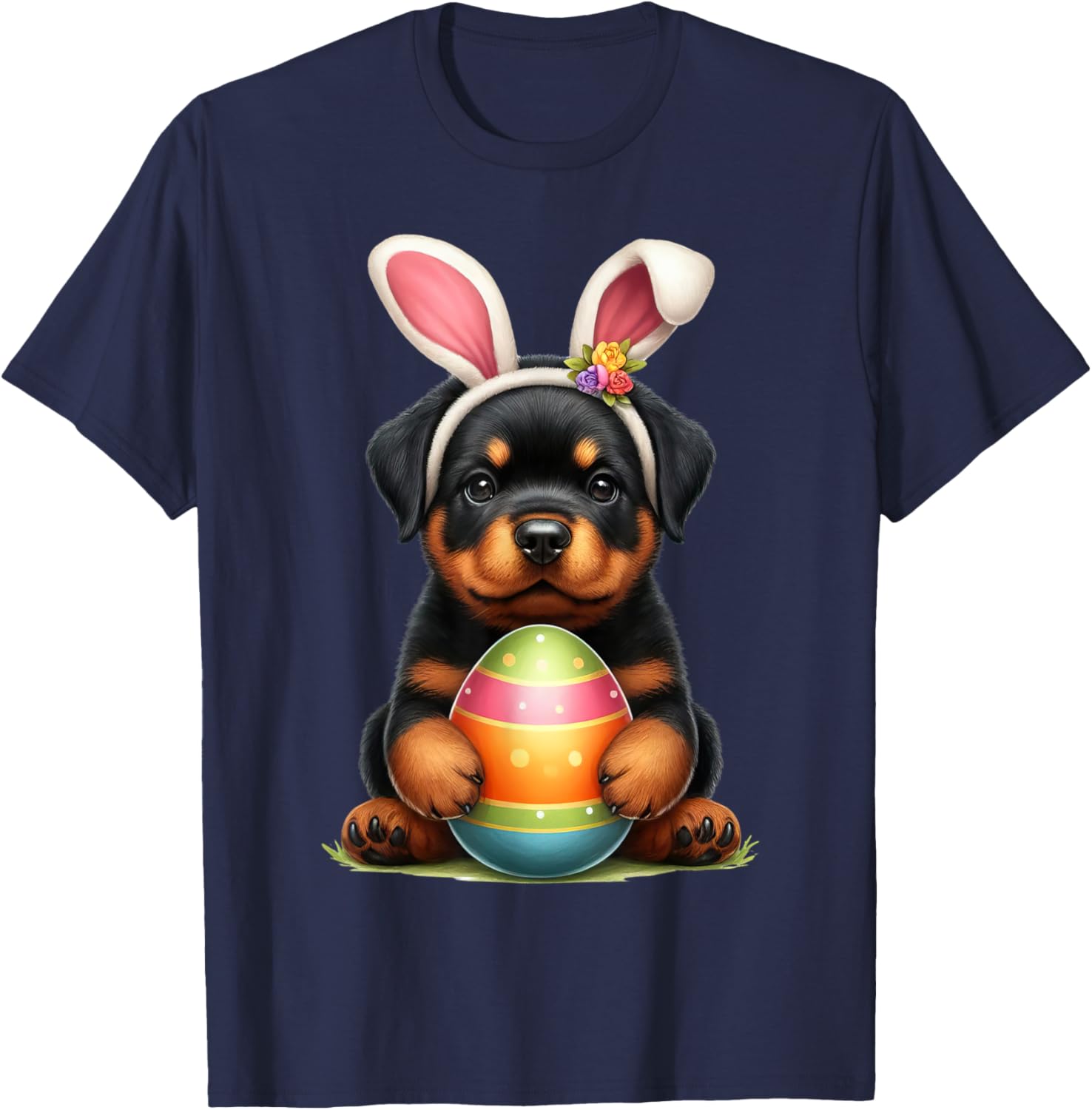 Cute Bunny Rottweiler Dog Easter T-Shirt Perfect for Spring Celebrations - 12