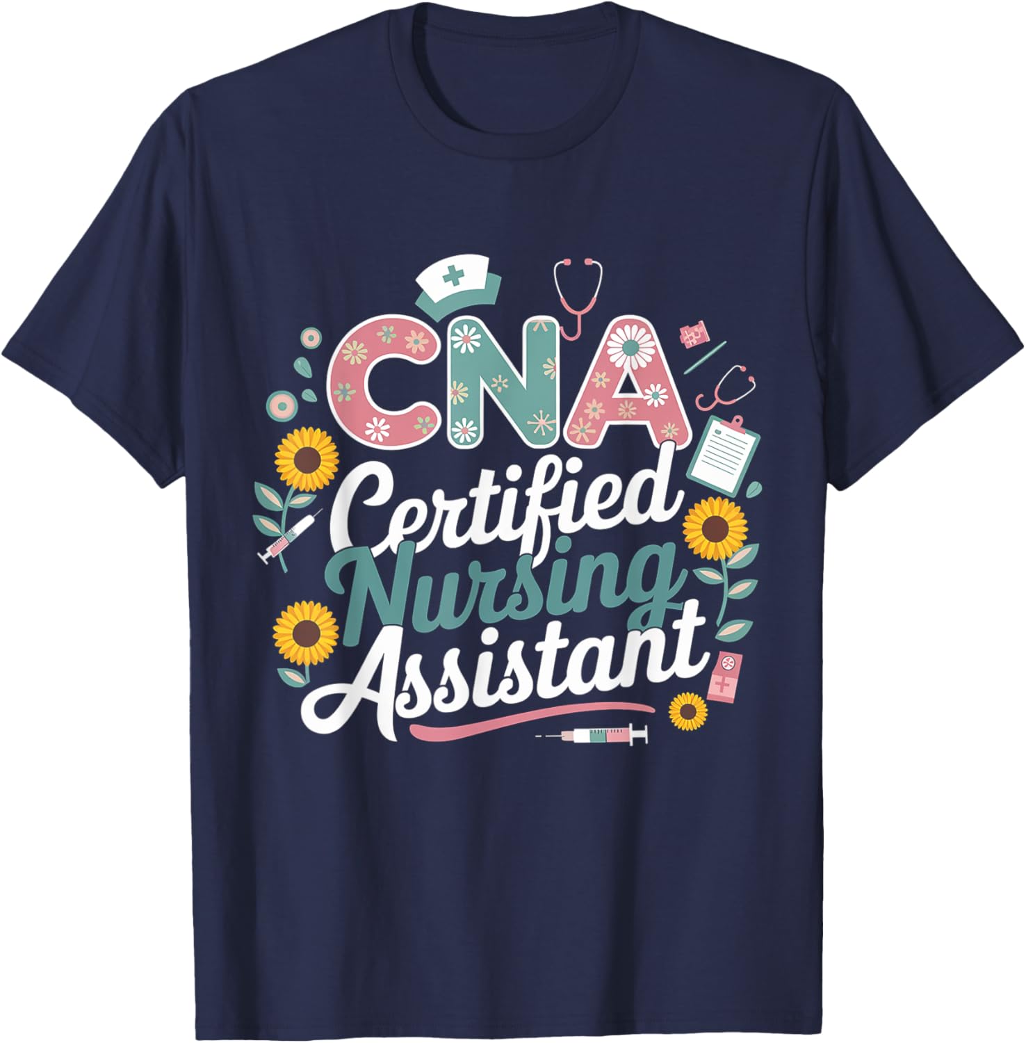 Floral CNA Certified Nursing Assistant T-Shirt for Healthcare Heroes - 5