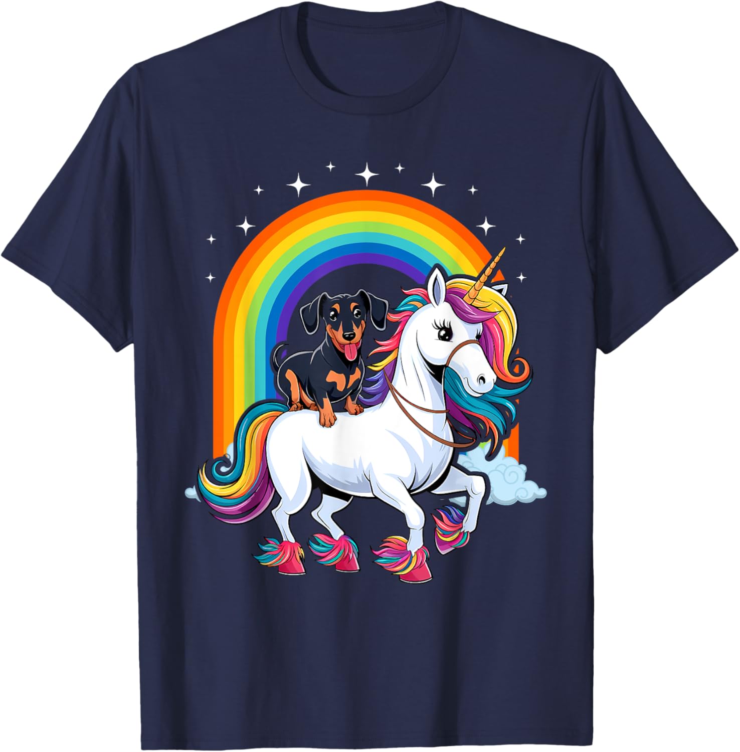 Dachshund Unicorn Galaxy Rainbow T-Shirt for Girls and Dogs - 10