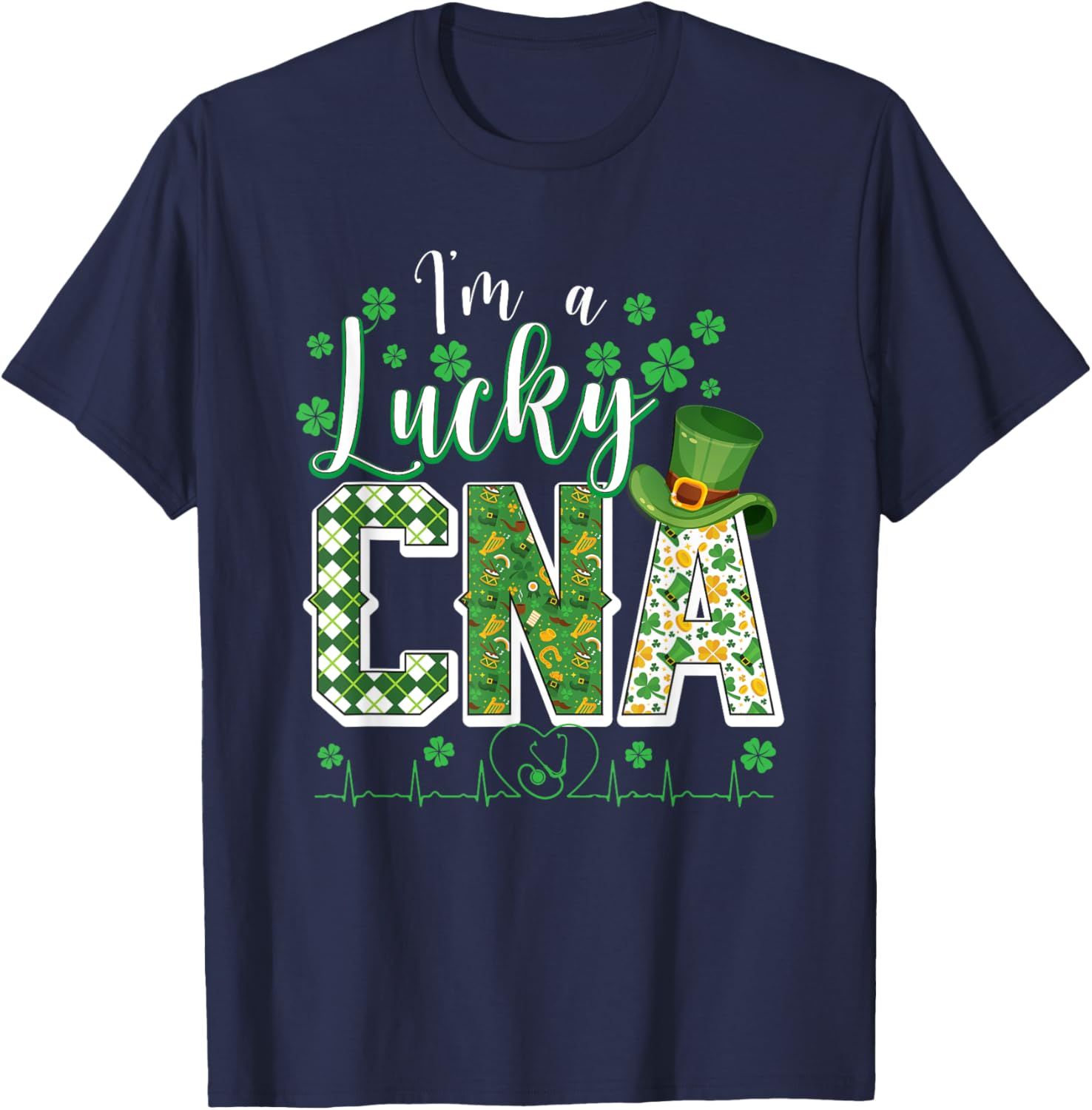 Funny Lucky CNA Nurse Shamrock St Patrick's Day T-Shirt for Scrubs - 15