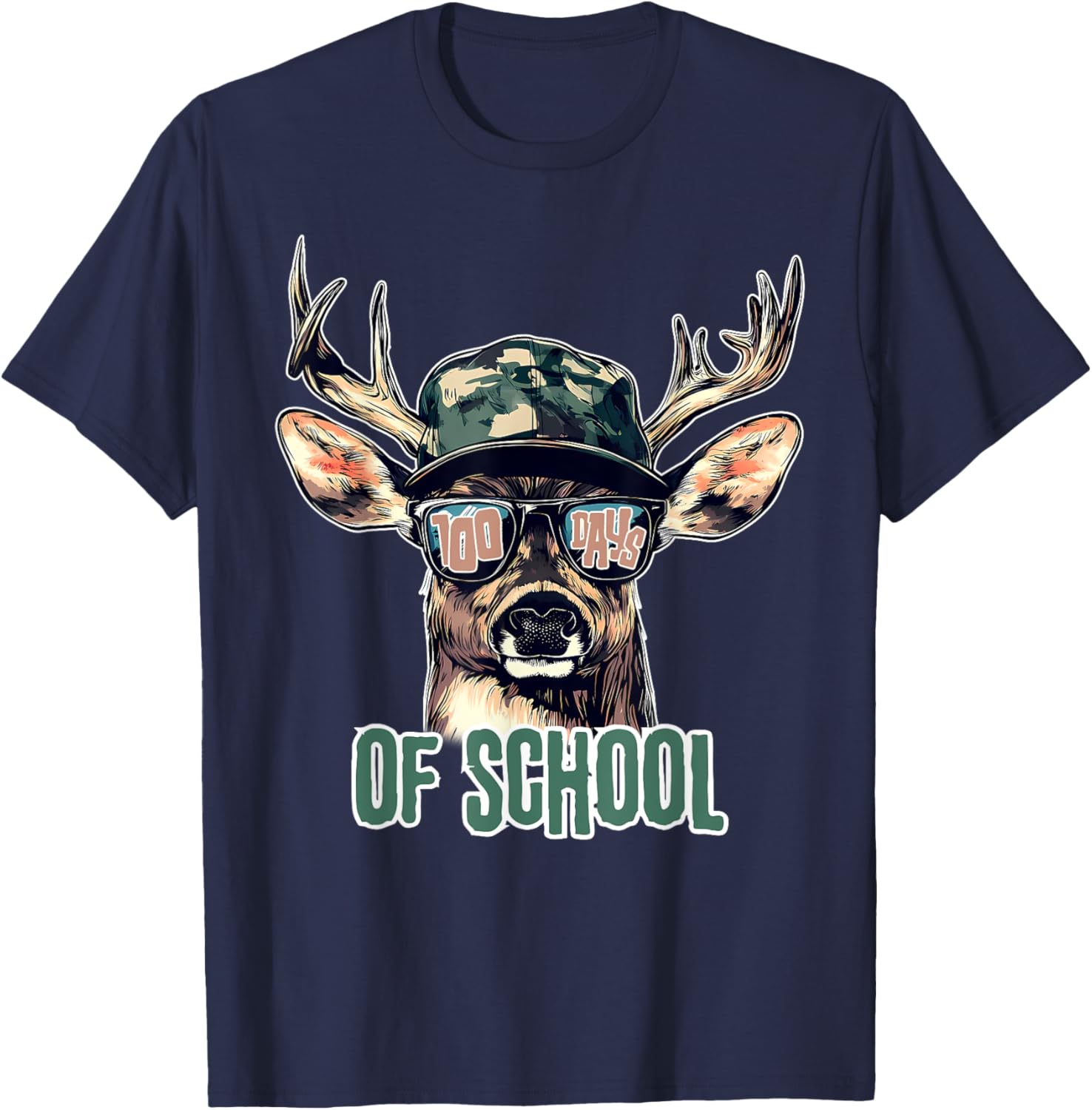 Bucked 100 Days of School Deer Hunting T-Shirt for Kids and Teens - 13