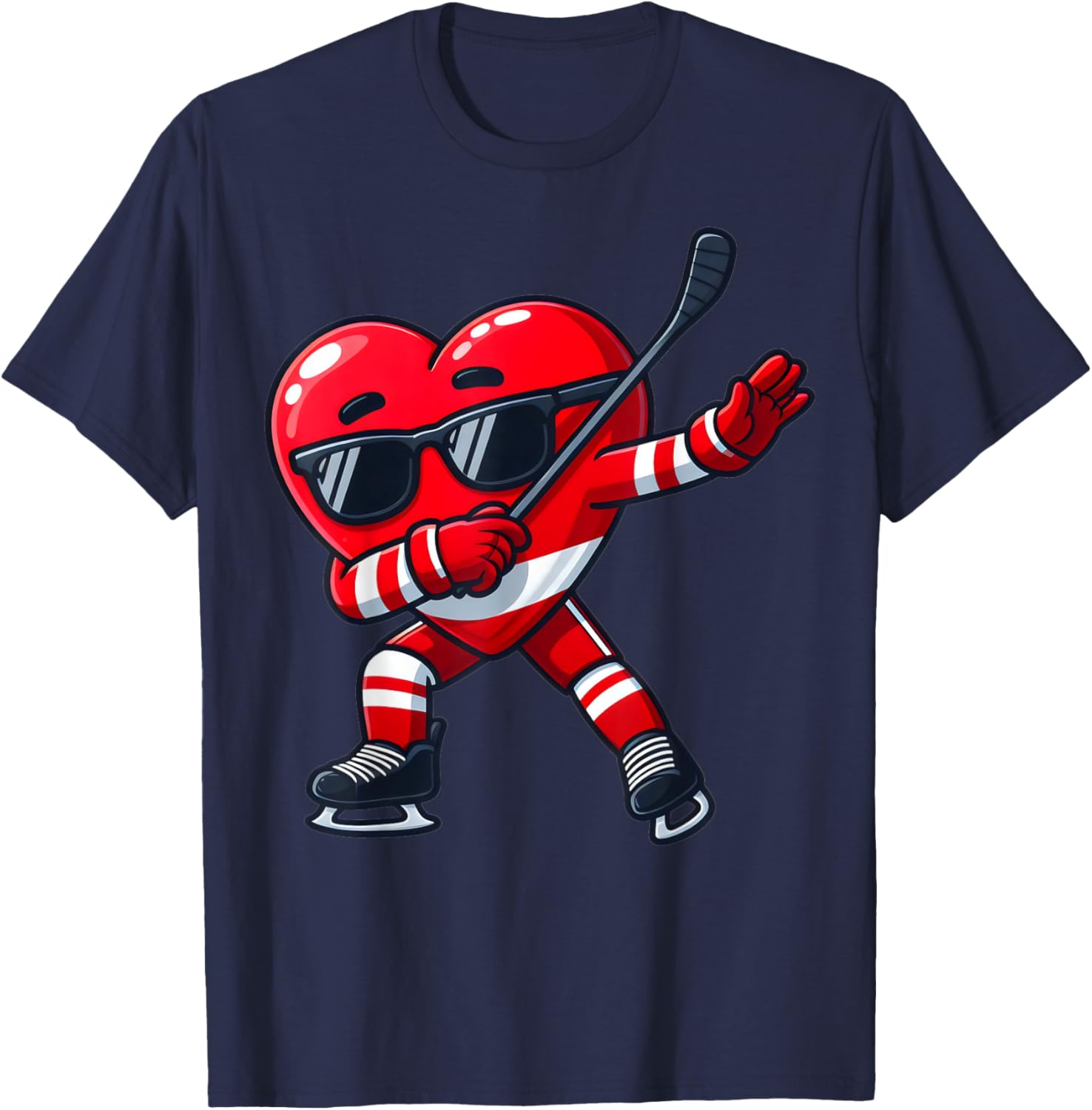 Cute Dabbing Heart Ice Hockey T-Shirt for Funny Valentine's Day Fun - 26