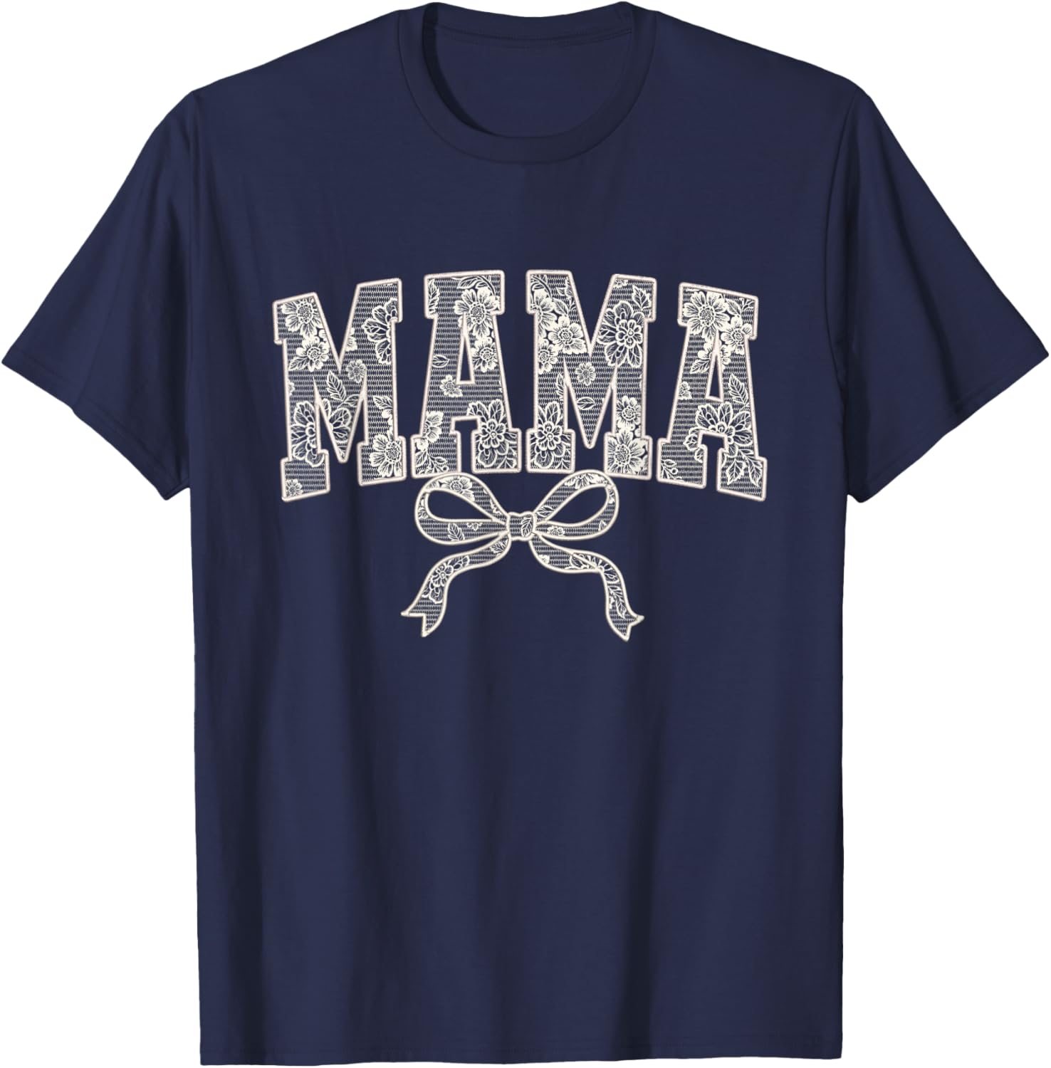 Cute Mama Lace Print Embroidery T-Shirt for Moms 2025 Fashion Women - 1