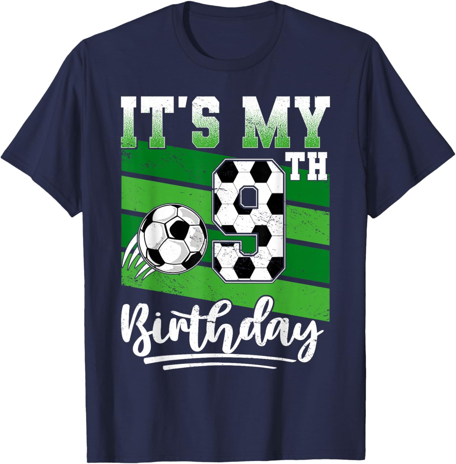 Cool 9th Birthday Soccer Ball T-Shirt for Kids Birthday Celebrations - 19
