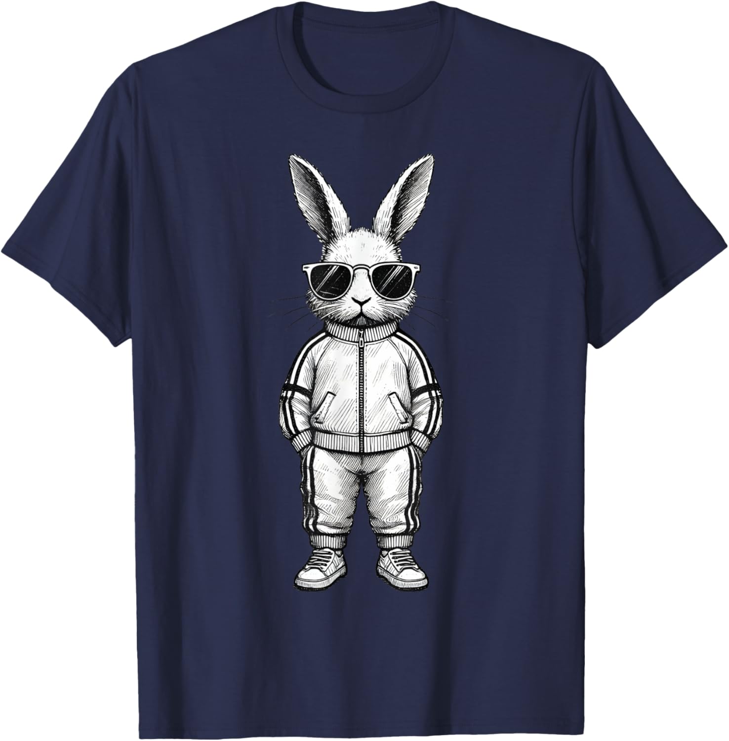 Cool Bunny Face with Sunglasses Easter T-Shirt for Boys and Kids - 8
