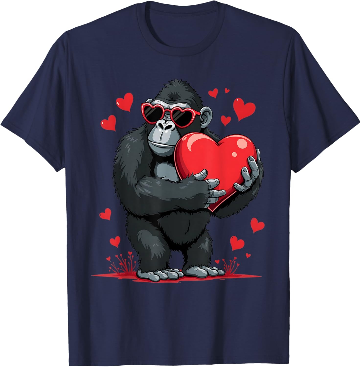 Funny Gorilla Heart Sunglasses T-Shirt for Boys Perfect for Valentine's Day - 21