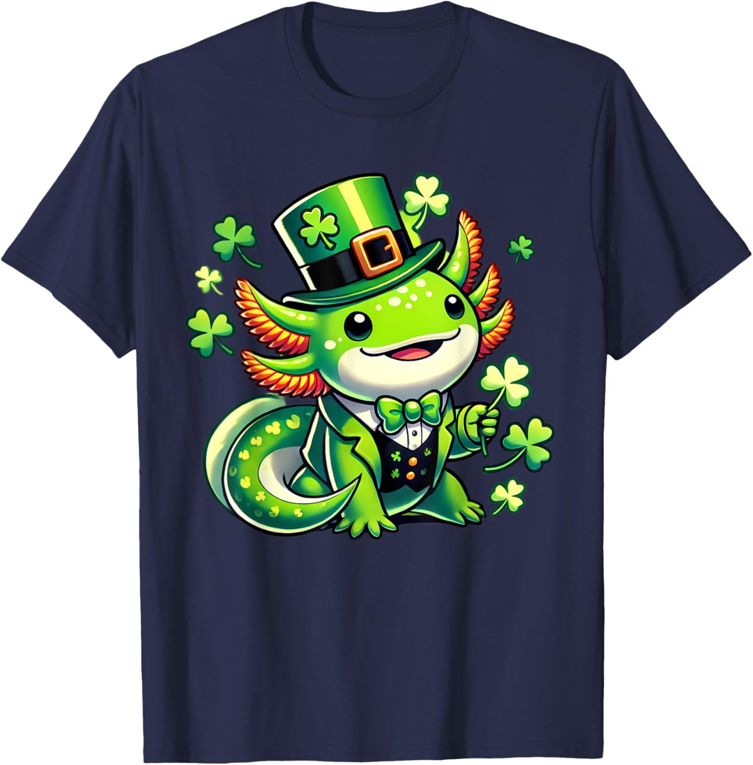 Cute St. Patrick's Day Axolotl Leprechaun T-Shirt for All Ages - 6