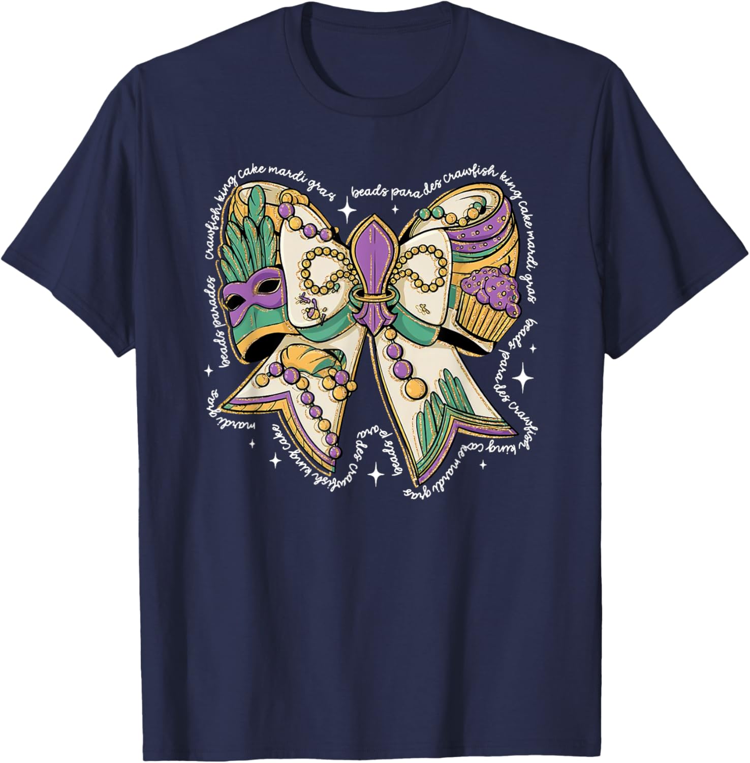 Coquette Bow Mardi Gras T-Shirt for Men and Women - Fun Festival Wear - 14