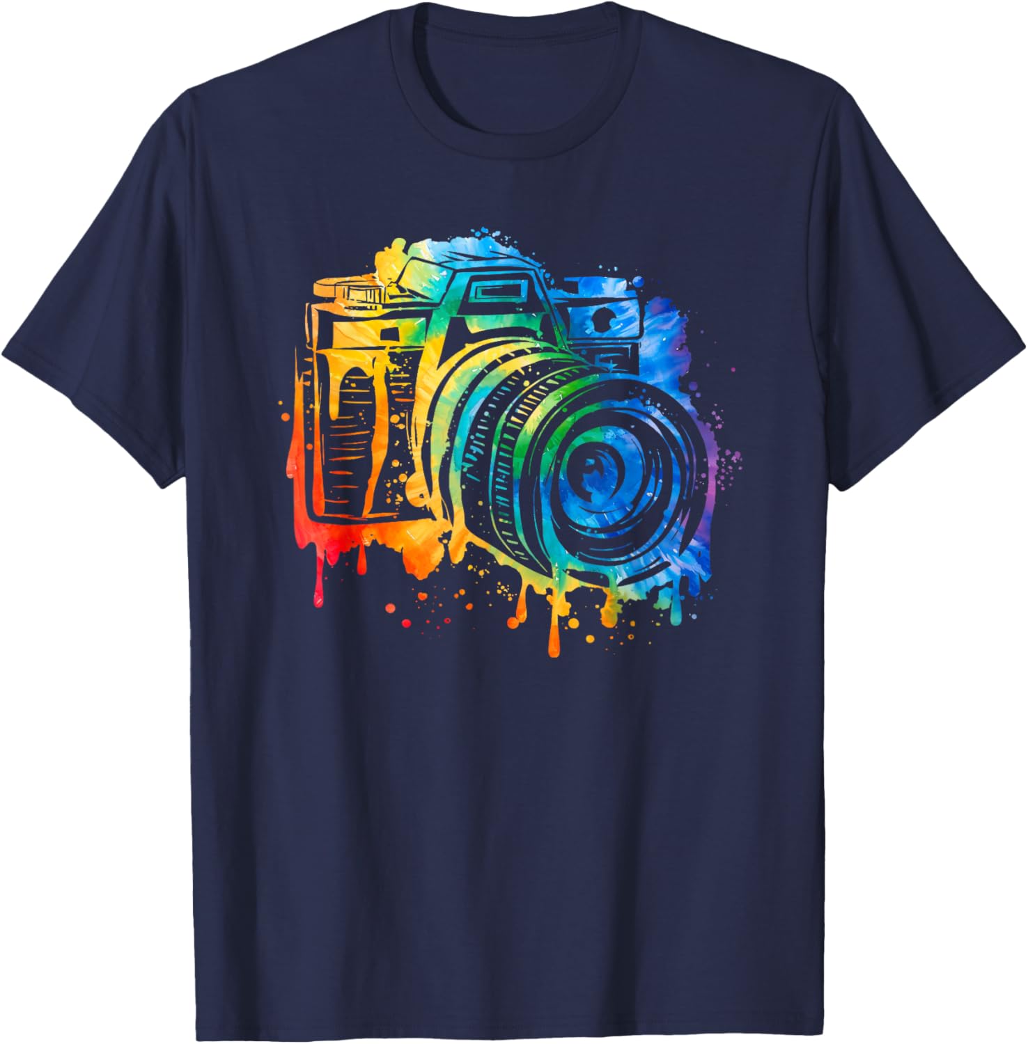 Colorful Dripping Camera Vintage Art T-Shirt for Photography Lovers - 2