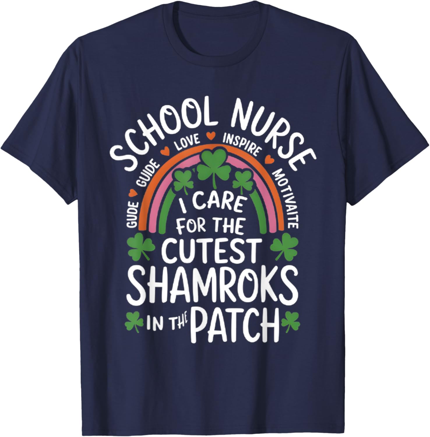 Cute St Patricks Day School Nurse T-Shirt I Care For Shamrocks - 1