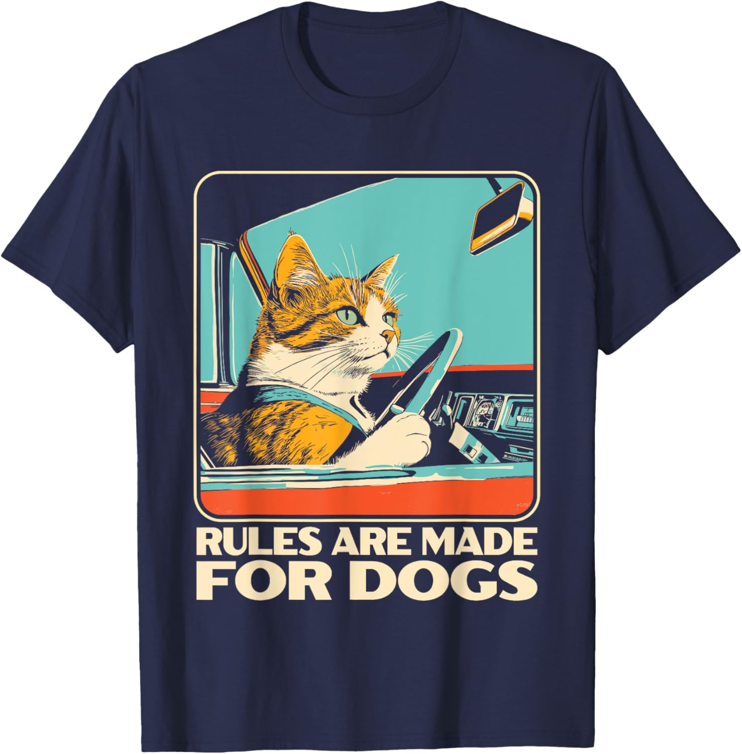 Funny Cat Lover T-Shirt - Rules Are Made for Dogs Cat Design Tee - 4
