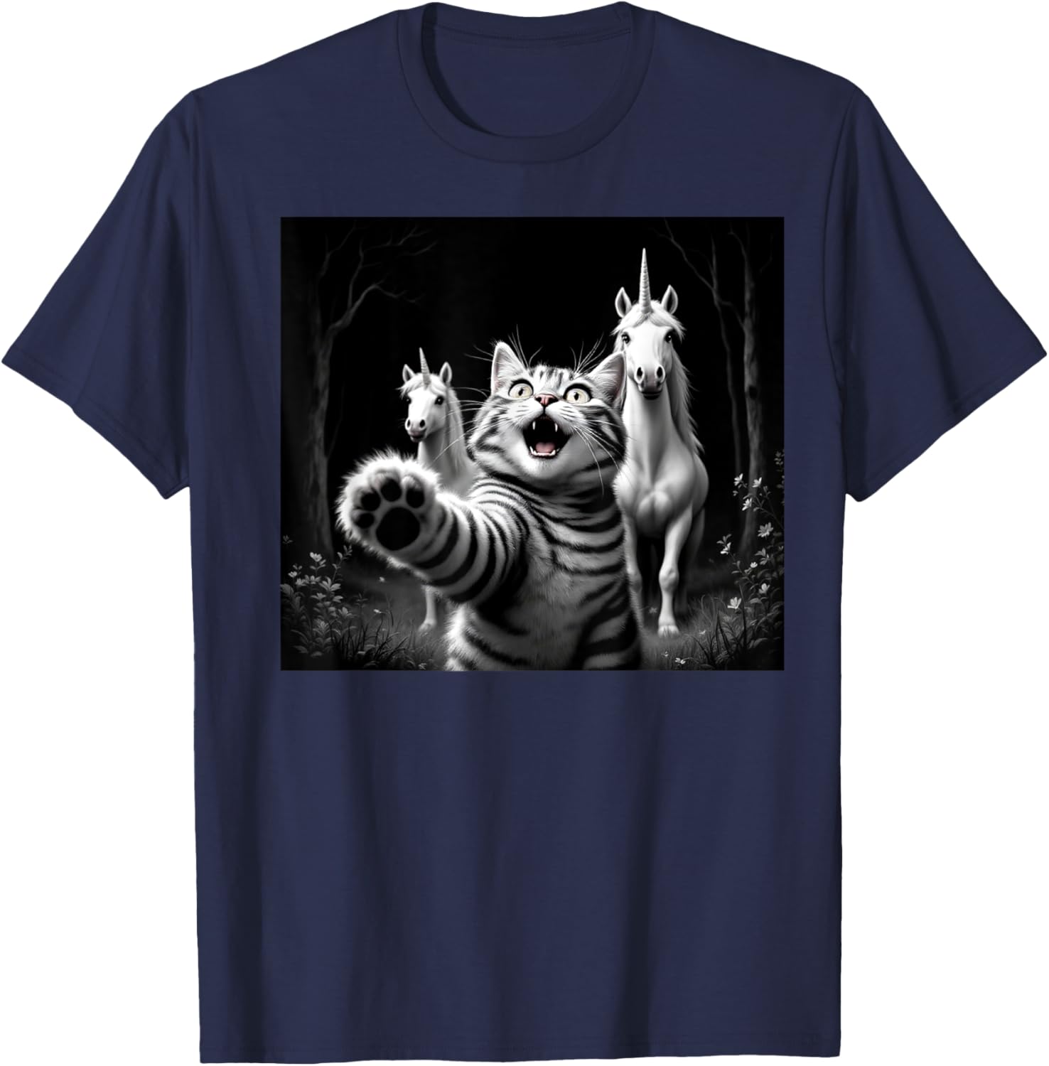Funny Cat and Unicorn Selfie T-Shirt for Cat Lovers and Kids - 21