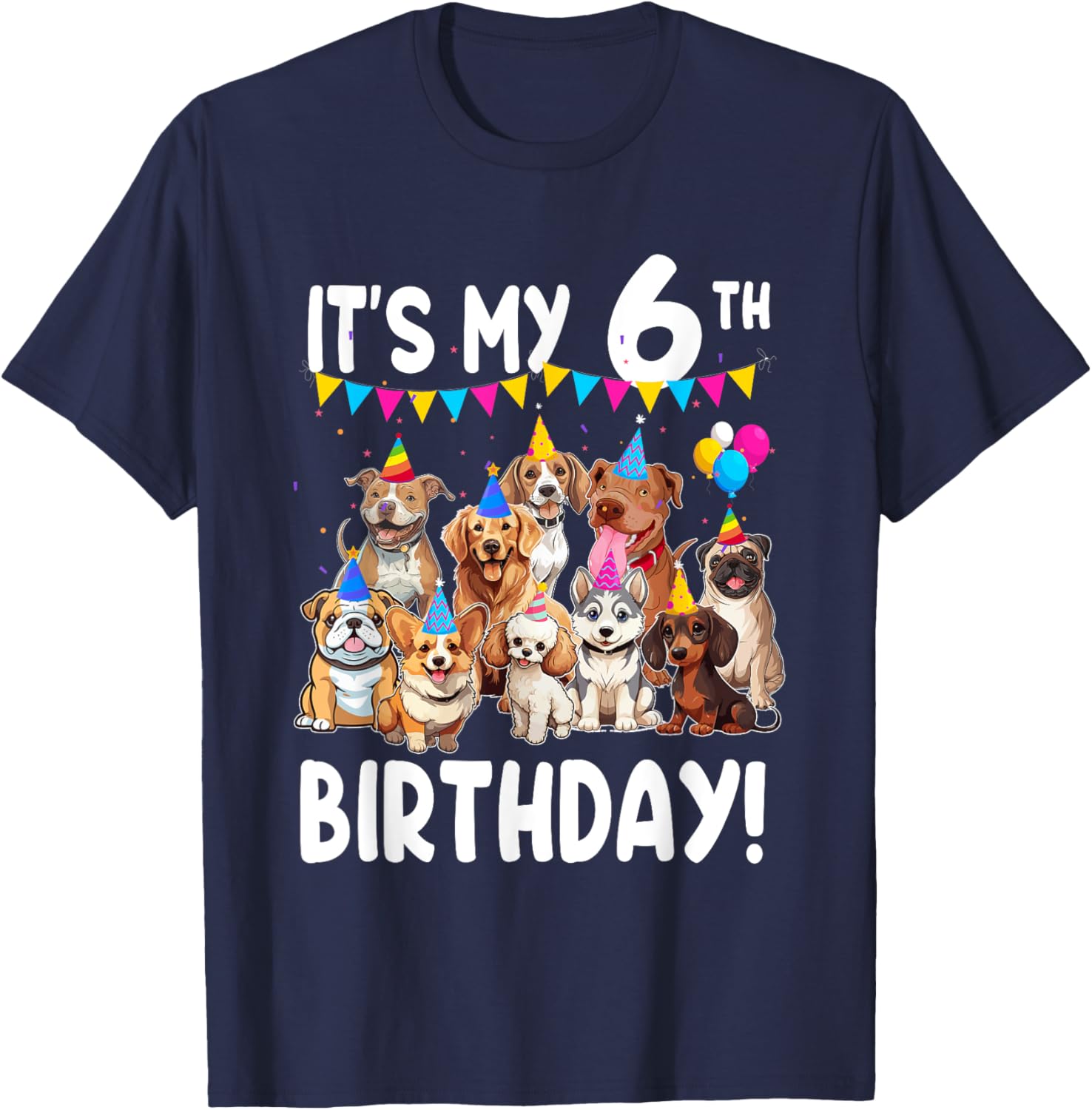 Cute Dogs Lover 6th Birthday T-Shirt for Kids - Fun Birthday Gift! - 9