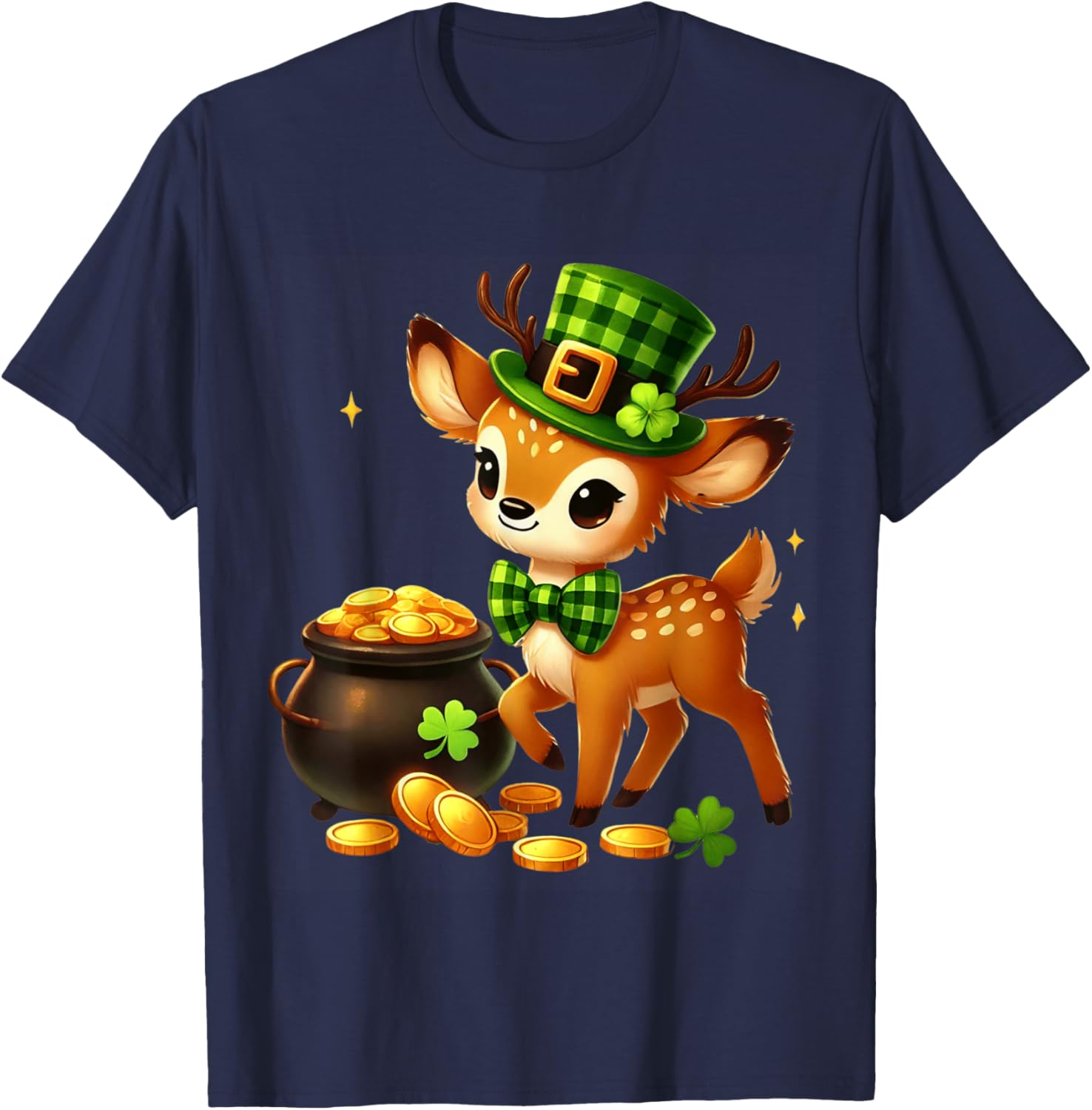 Cute Deer Leprechaun St Patrick's Day T-Shirt for Kids Fun Party Wear - 15
