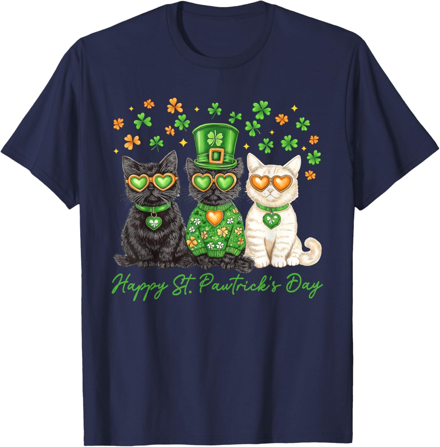 Cute Cat St Pawtrick's Day Shamrock T-Shirt for Cat Lovers - 10