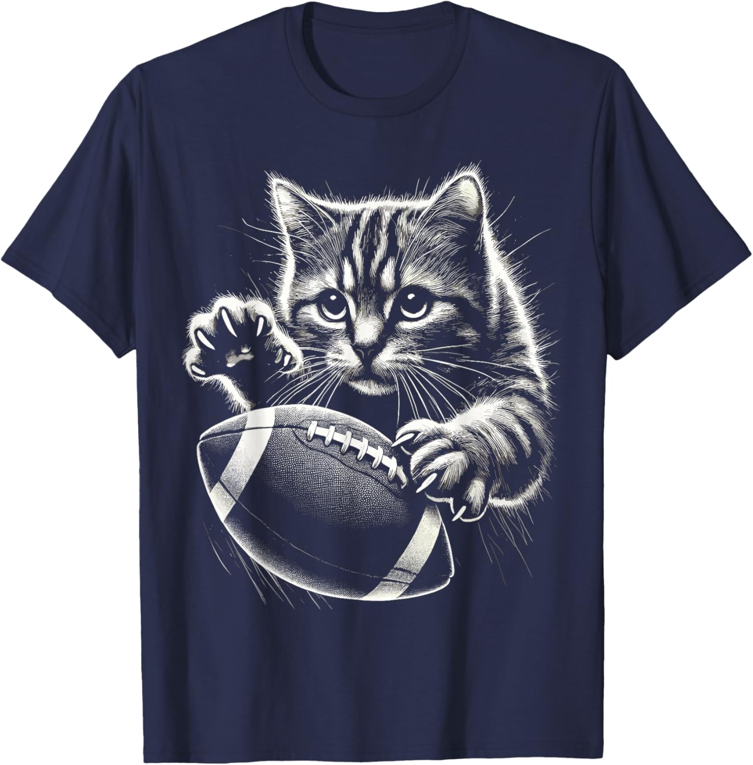 Funny American Football Cat T-Shirt for Pet Lovers and Sports Fans - 15