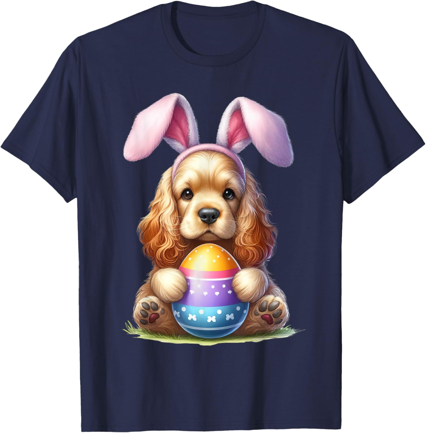 Cute Bunny Cocker Spaniel Easter T-Shirt for Men and Women Celebrating Spring - 20
