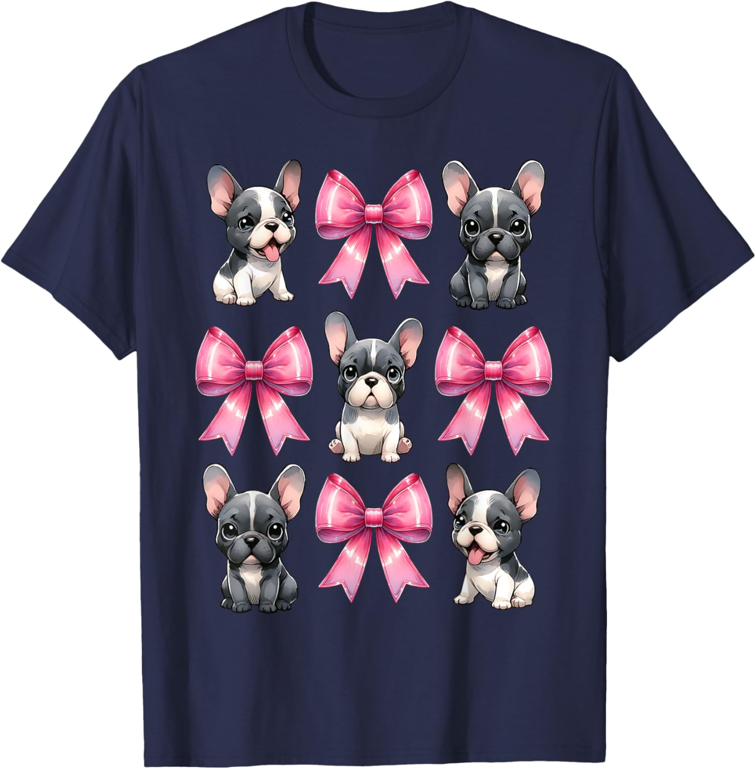 Cute Coquette Bow French Bulldog Mom T-Shirt in Pink for Dog Lovers - 8