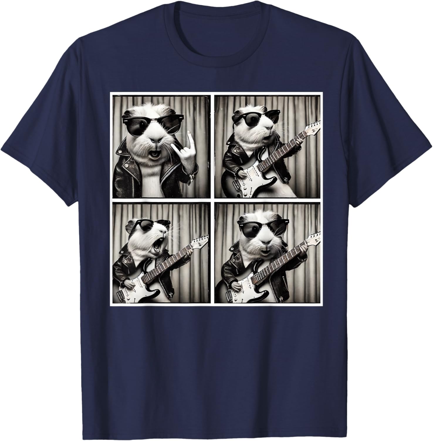 Cute Guinea Pig Electric Guitar T-Shirt for Music Lovers and Pet Fans - 28