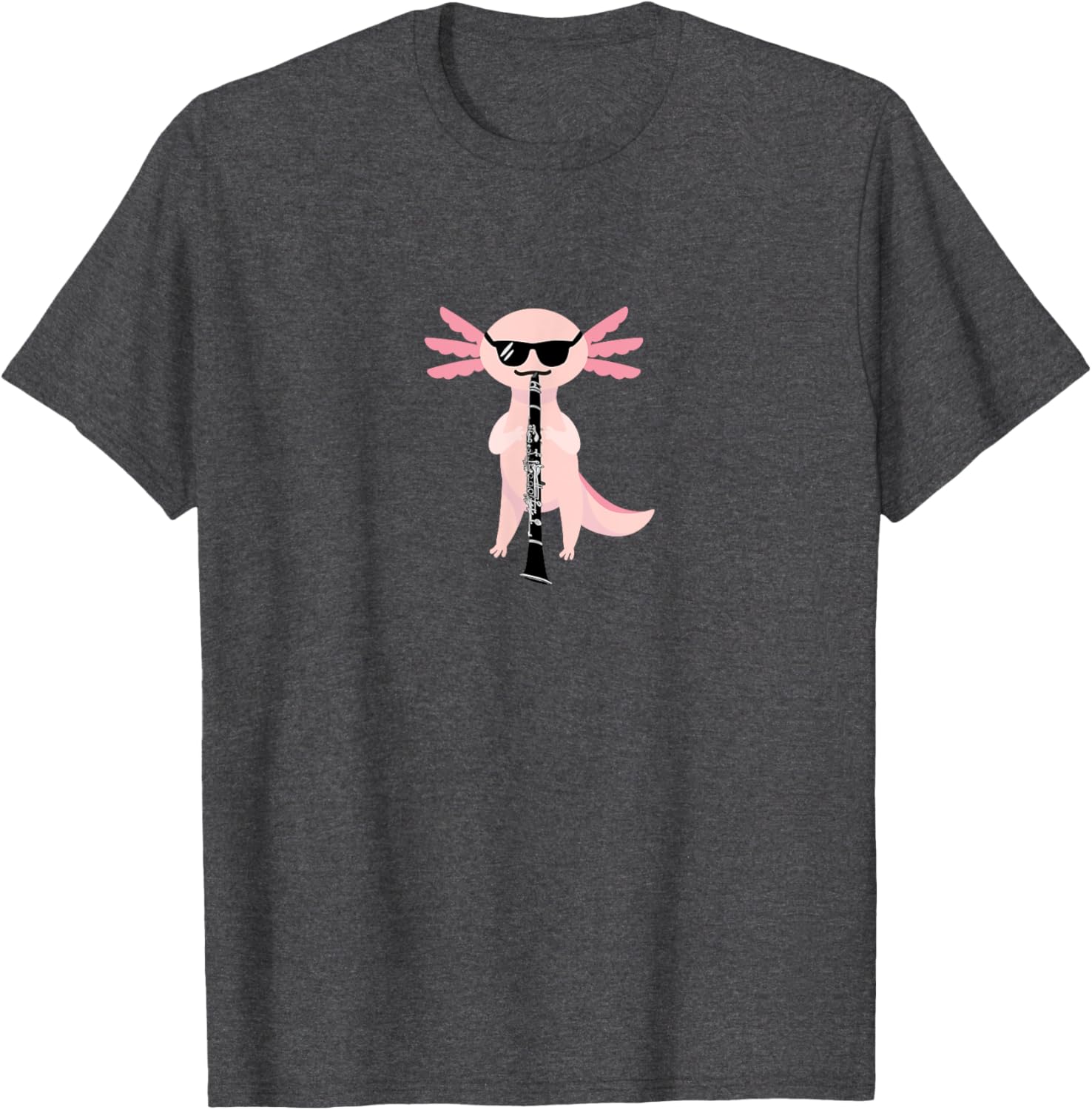 Funny Cute Axolotl T-Shirt with Sunglasses Playing Clarinet for Music Lovers - 2