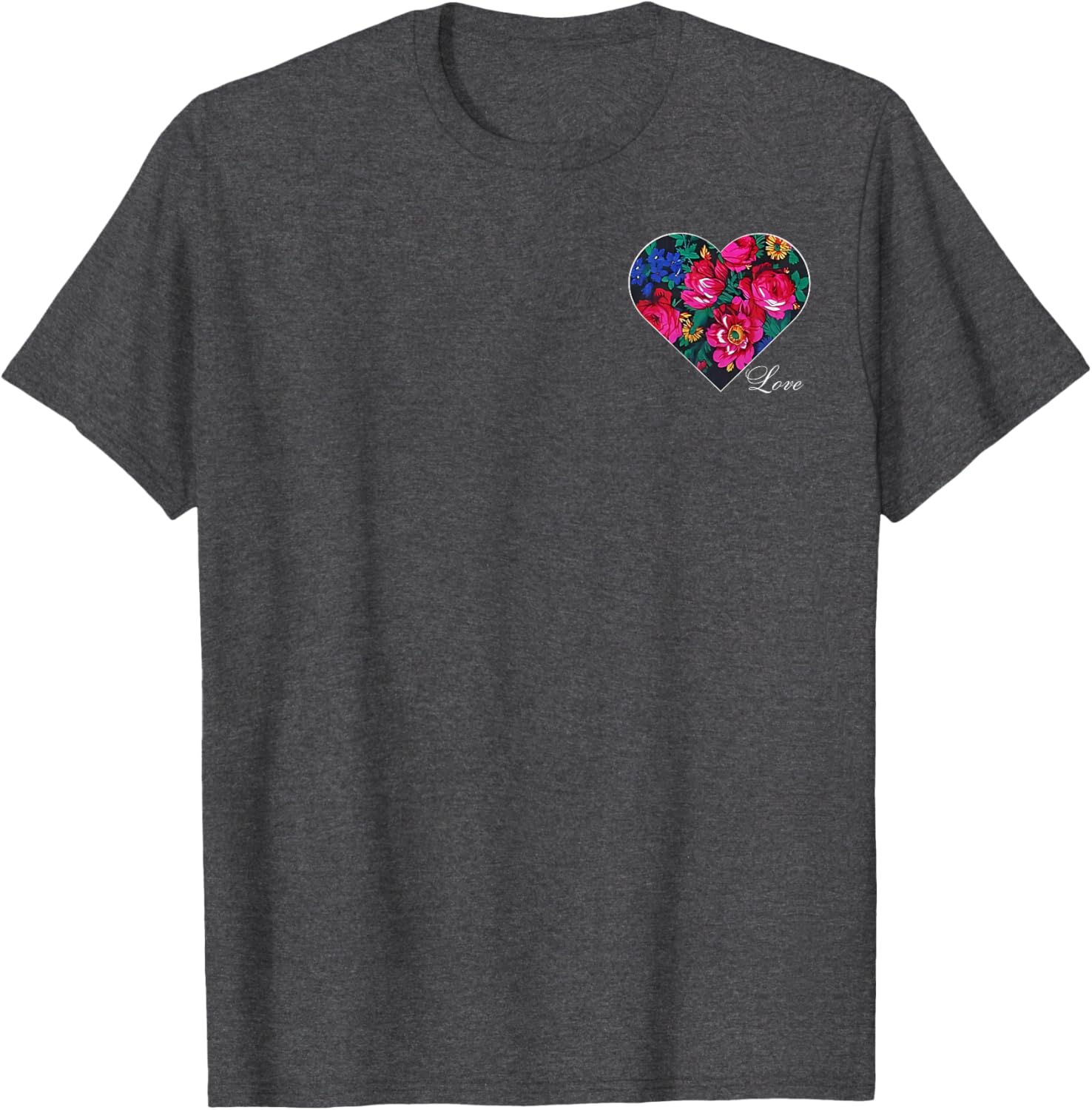 Floral Heart Love T-Shirt for Native American Women - Masani Scarf Design - 7