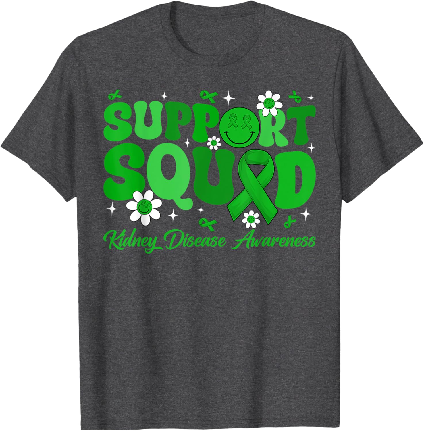 Groovy Support Squad Kidney Disease Awareness Green Ribbon T-Shirt - 11
